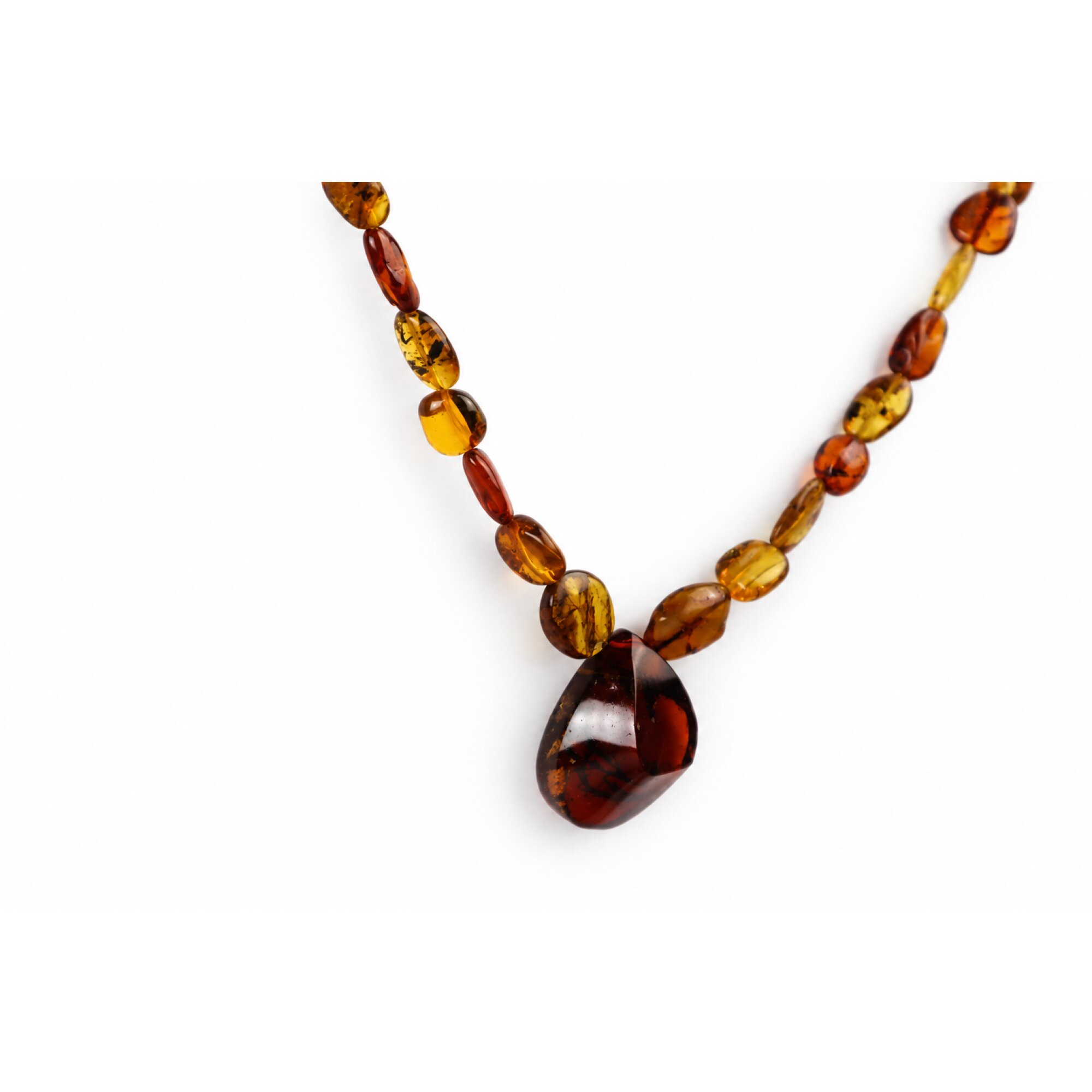 Skilled craftsmanship orange red Dominican amber sterling silver necklace 19.7in – photo 13
