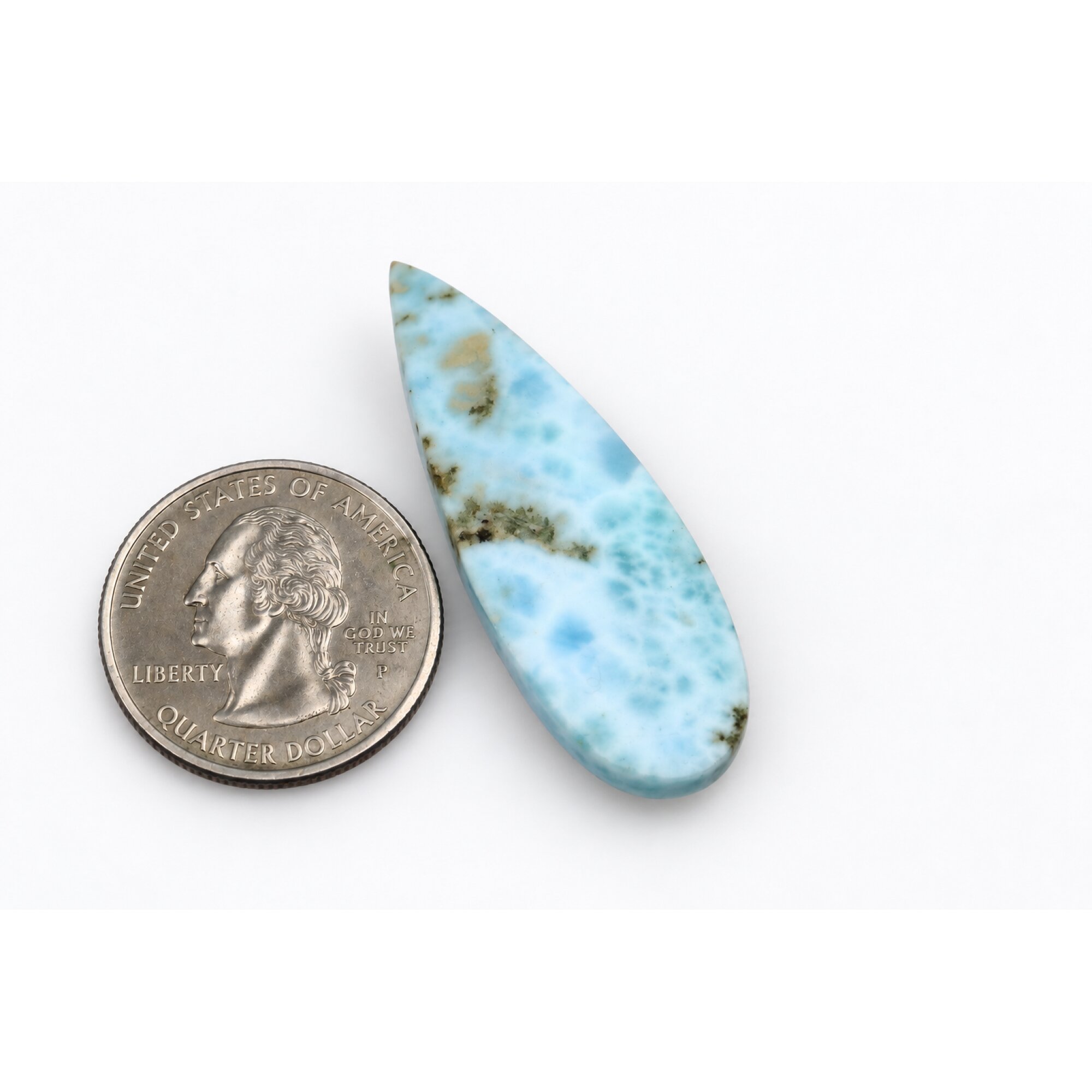 Handmade sky blue Dominican Larimar cabochon 44mm – photo 5
