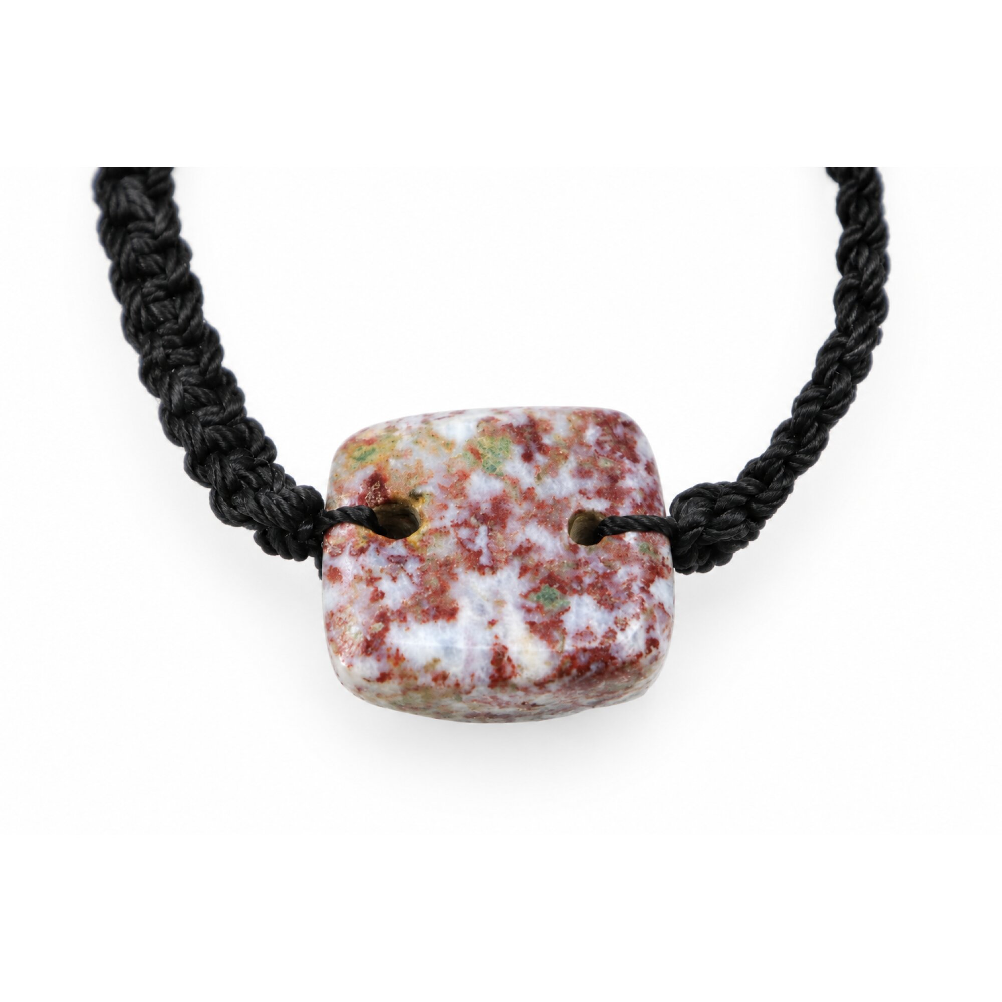 Handmade red blue Dominican Larimar macrame bracelet 21mm – photo 3