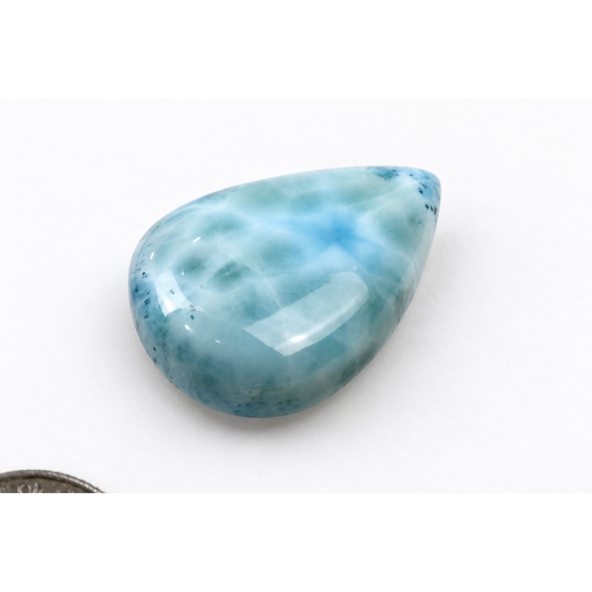 Pure natural red blue Dominican Larimar cabochon 29mm – photo 4