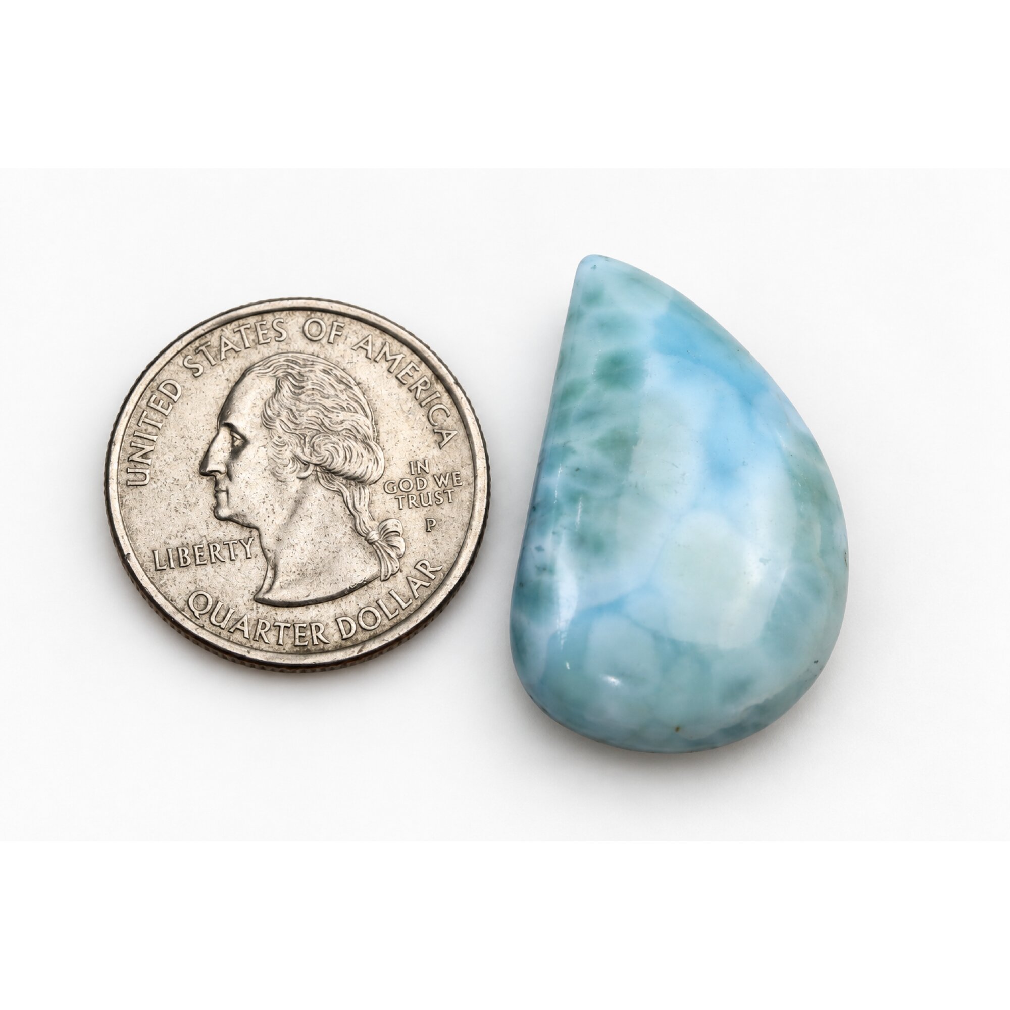 Earth crafted sky blue Dominican Larimar cabochon 33mm – photo 5