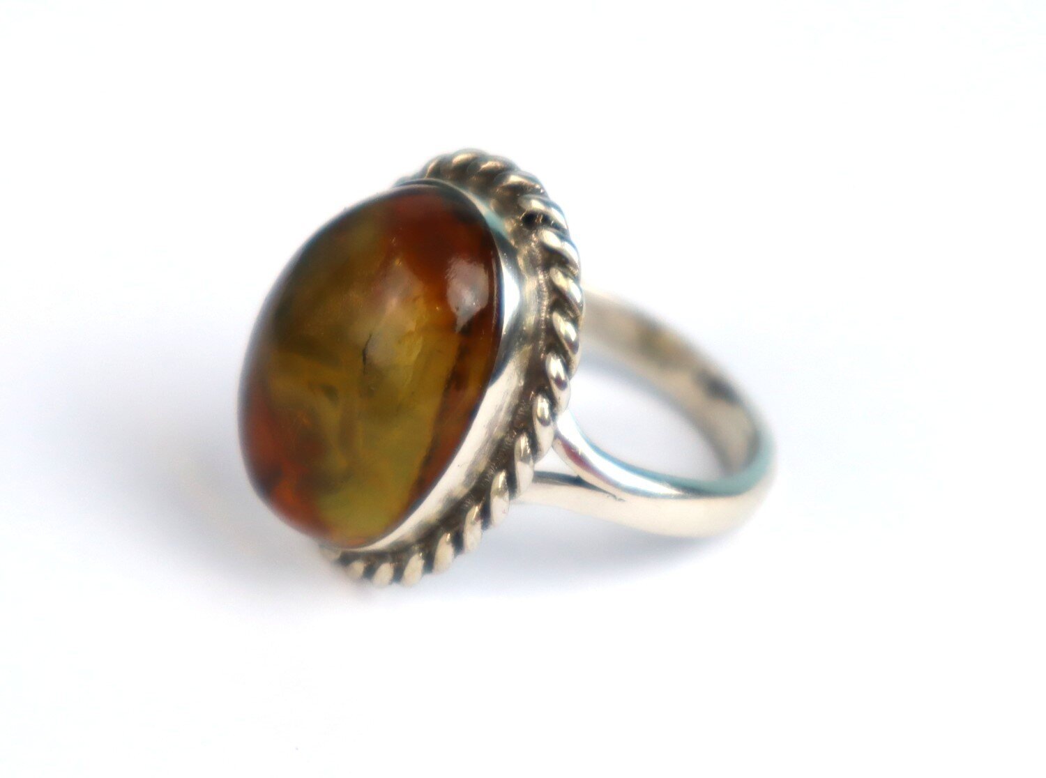 Exquisite Natural Clear Light Blue Amber .925 Sterling Silver Ring #7 – photo 9