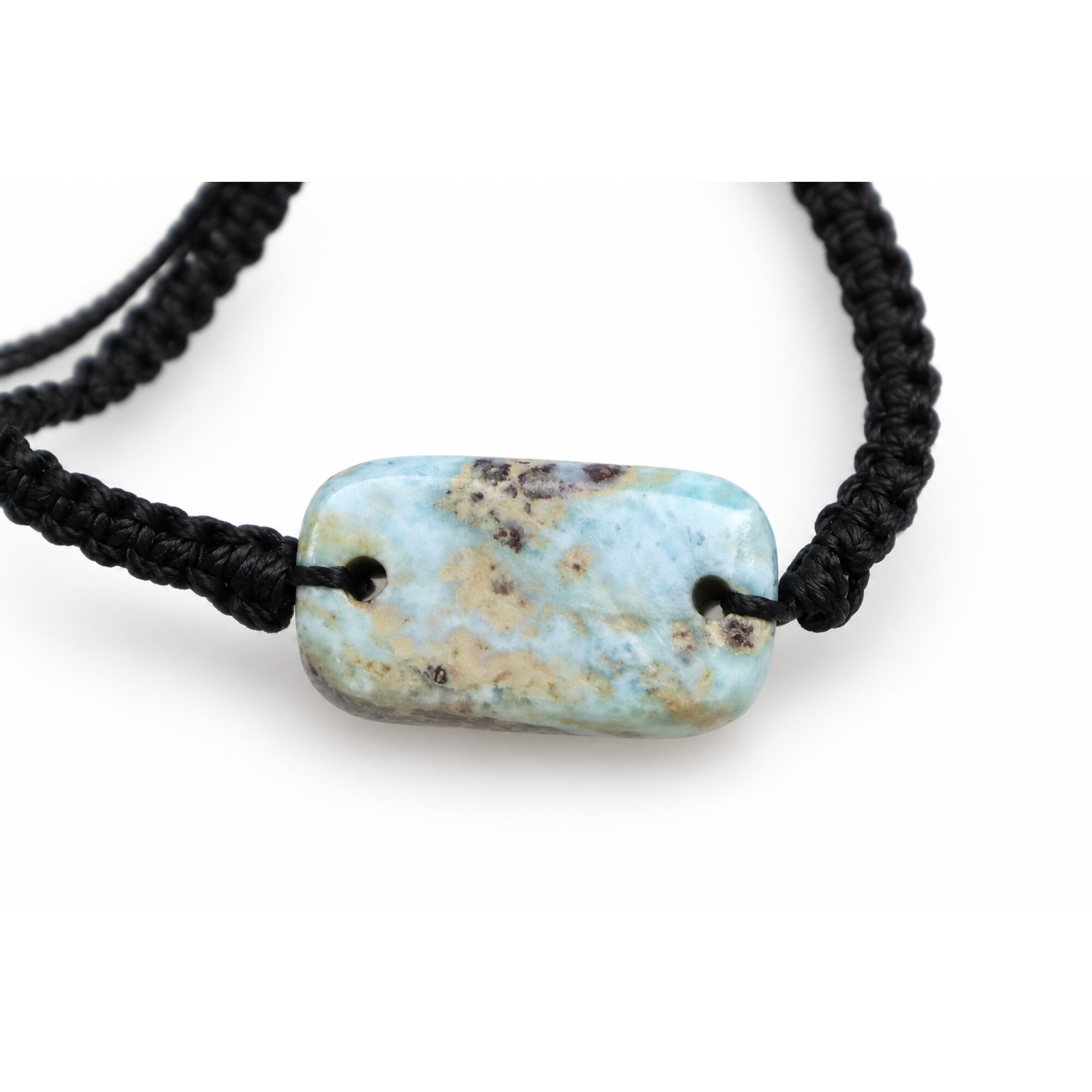 Natural cafe blue Dominican Larimar macrame 26mm – photo 3