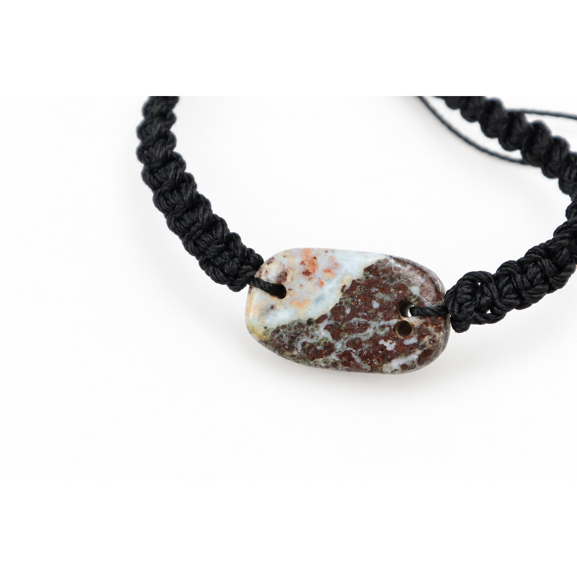 Naturally beautiful red blue Dominican Larimar macrame bracelet 24mm – photo 3