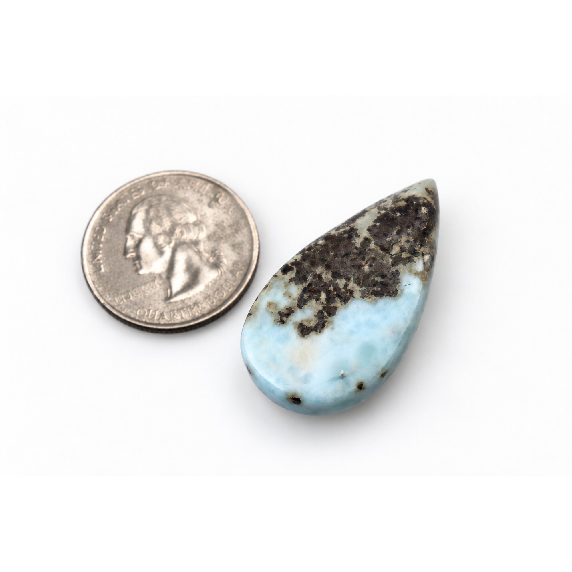 Genuine handcrafted sky blue Dominican Larimar cabochon 35mm – photo 9