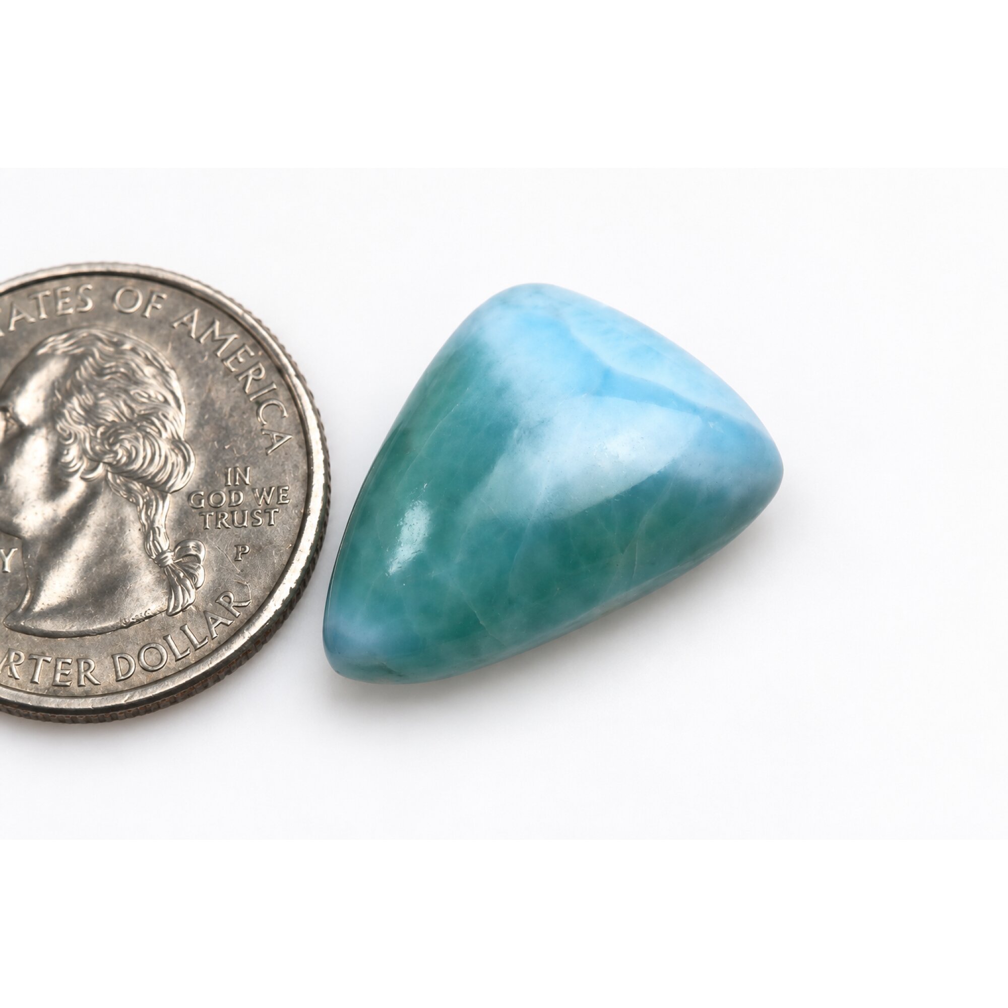 Genuine handcrafted ocean blue Dominican Larimar cabochon 21mm – photo 4