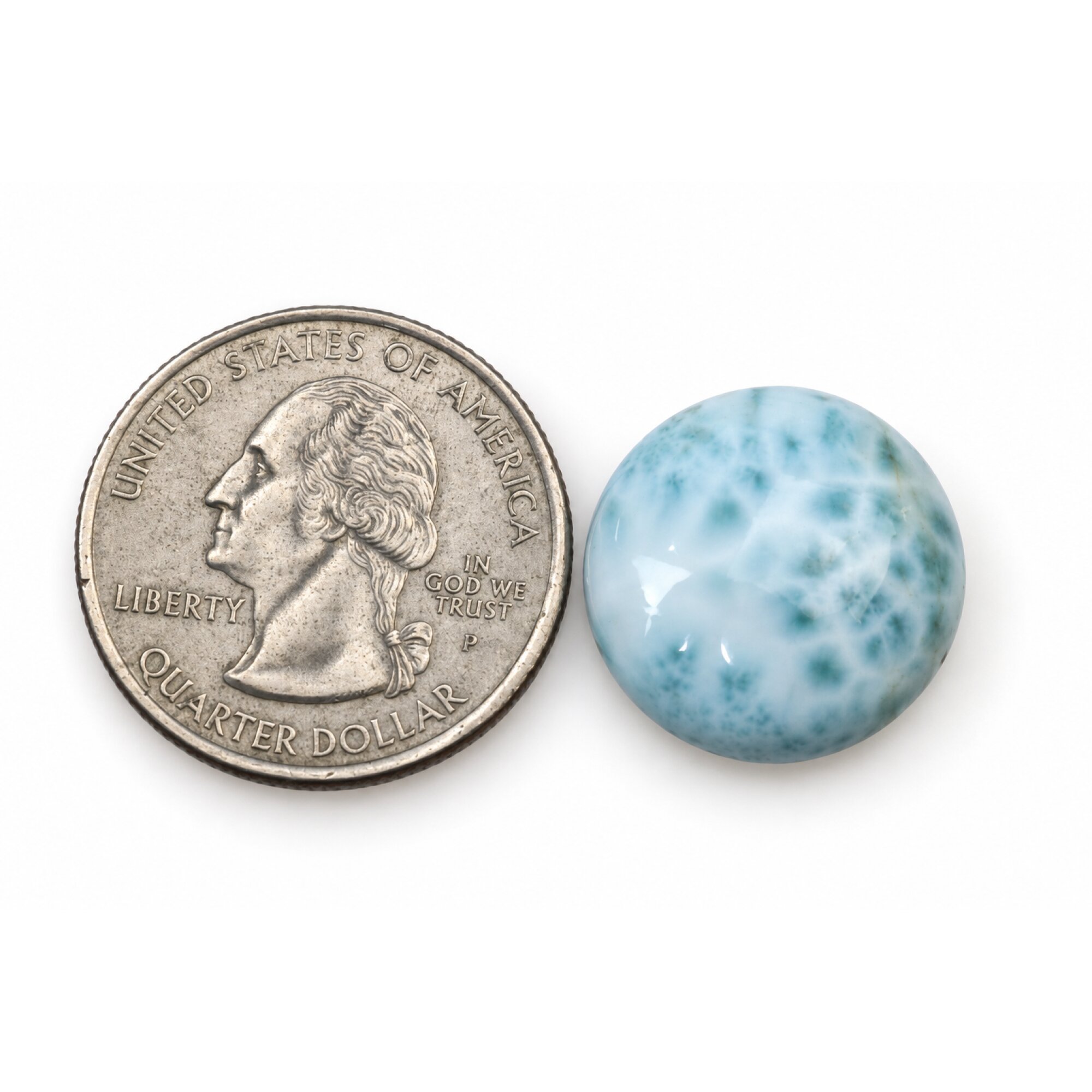 Authentic light blue Dominican Larimar cabochon 17.5mm – photo 4