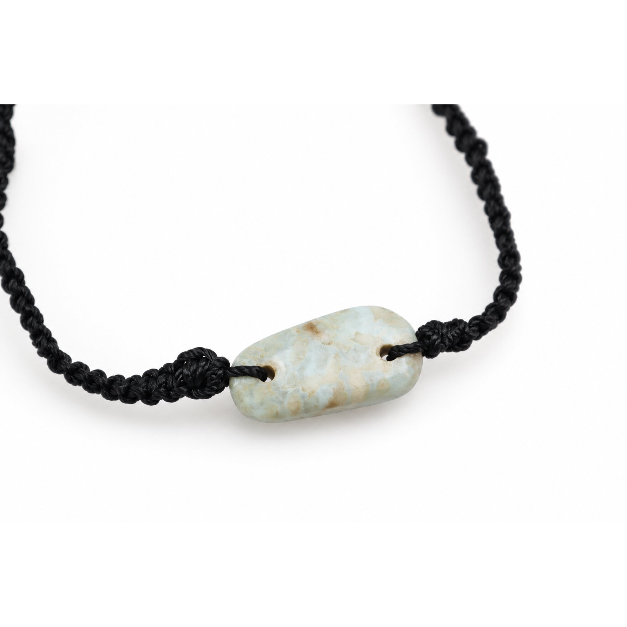Genuine sky blue Dominican Larimar macrame bracelet 24mm – photo 3