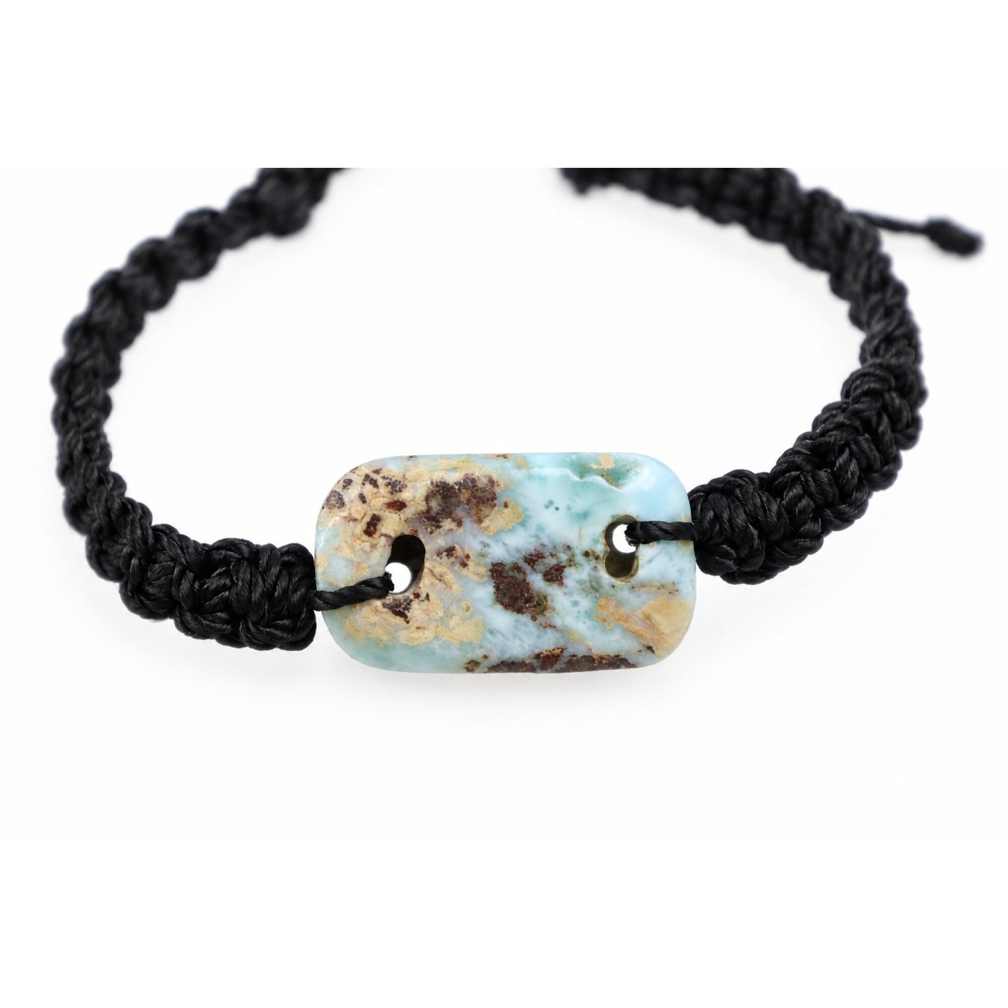 Real cafe blue Dominican Larimar macrame bracelet 22mm – photo 3