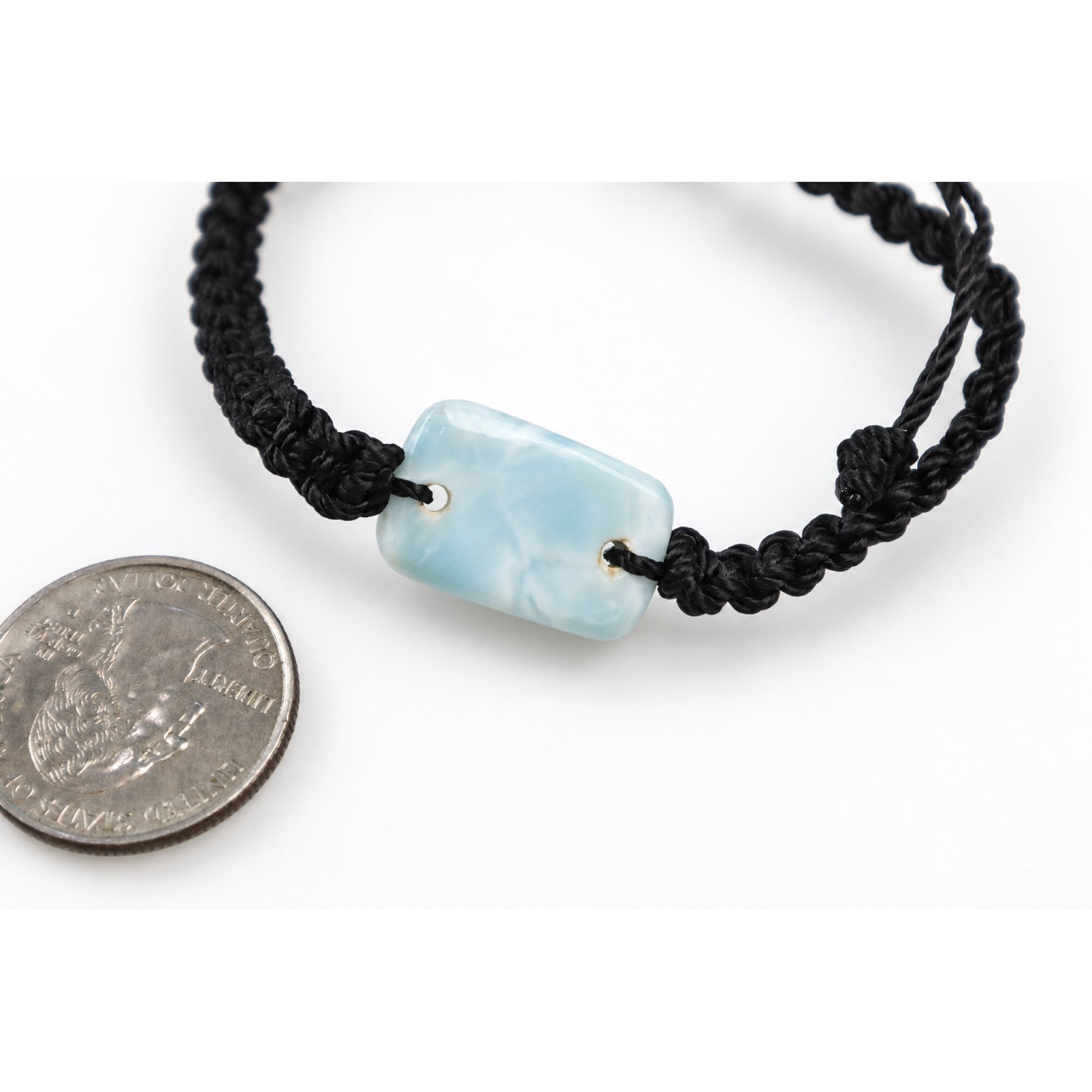 Real light blue Dominican Larimar macrame bracelet 19mm – photo 3