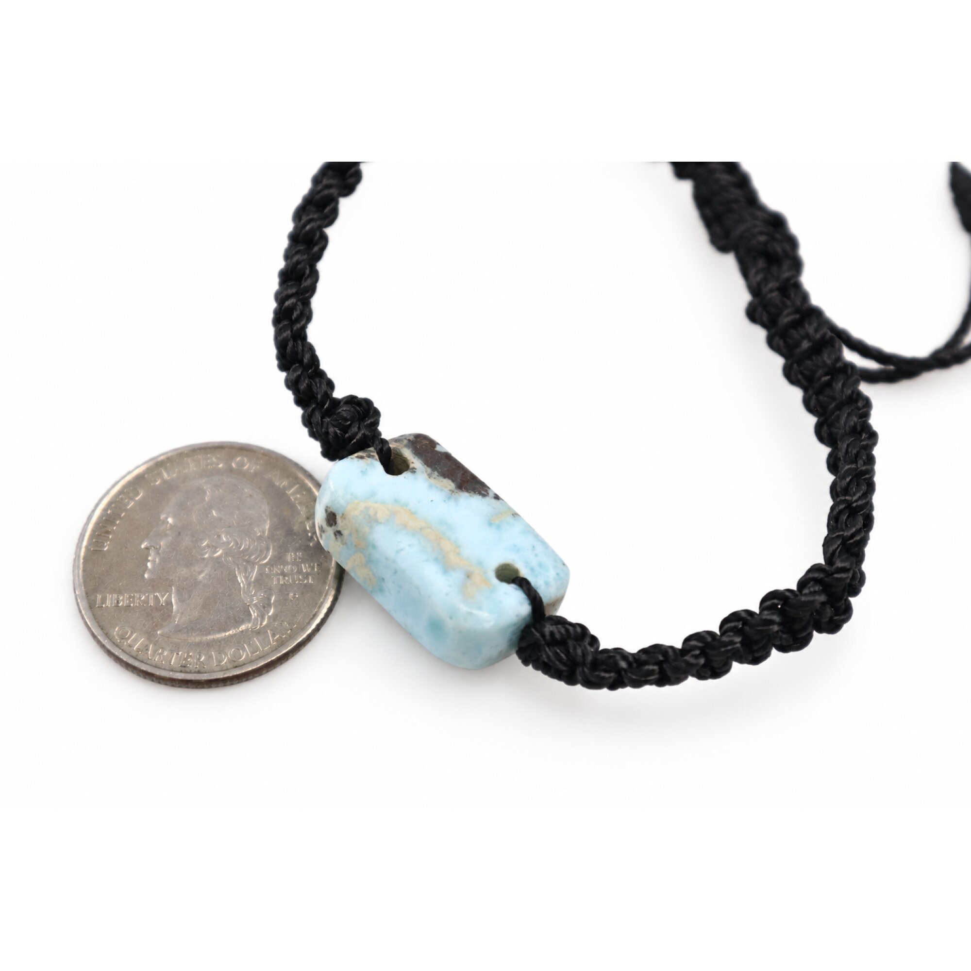 Real light blue Dominican Larimar macrame bracelet 18mm – photo 3