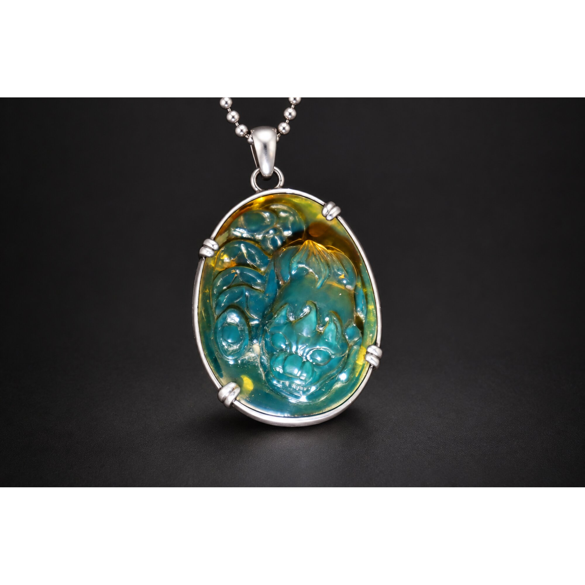Earth mined sky blue Dominican amber sterling silver amber 55mm – photo 17