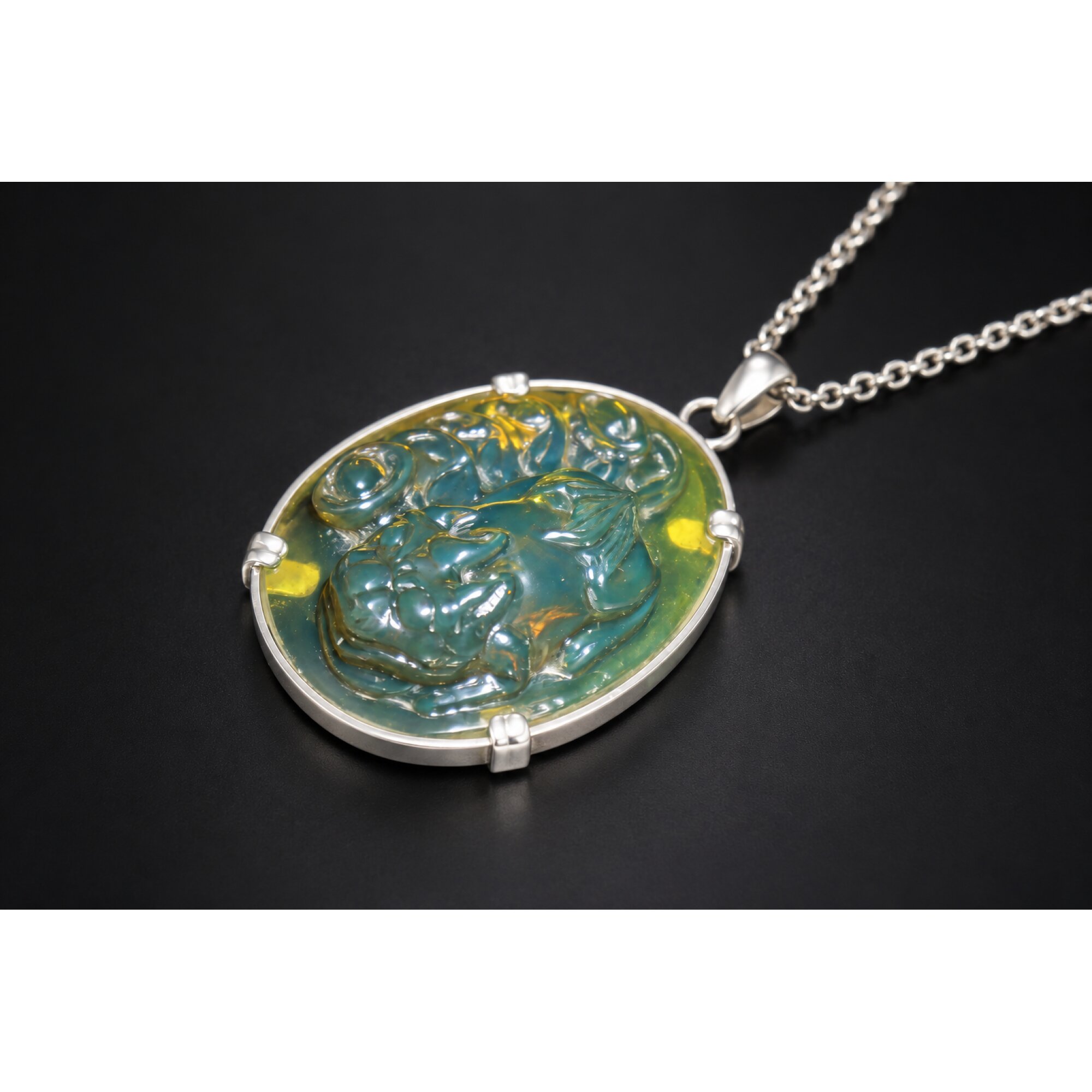 Earth mined sky blue Dominican amber sterling silver amber 55mm – photo 18