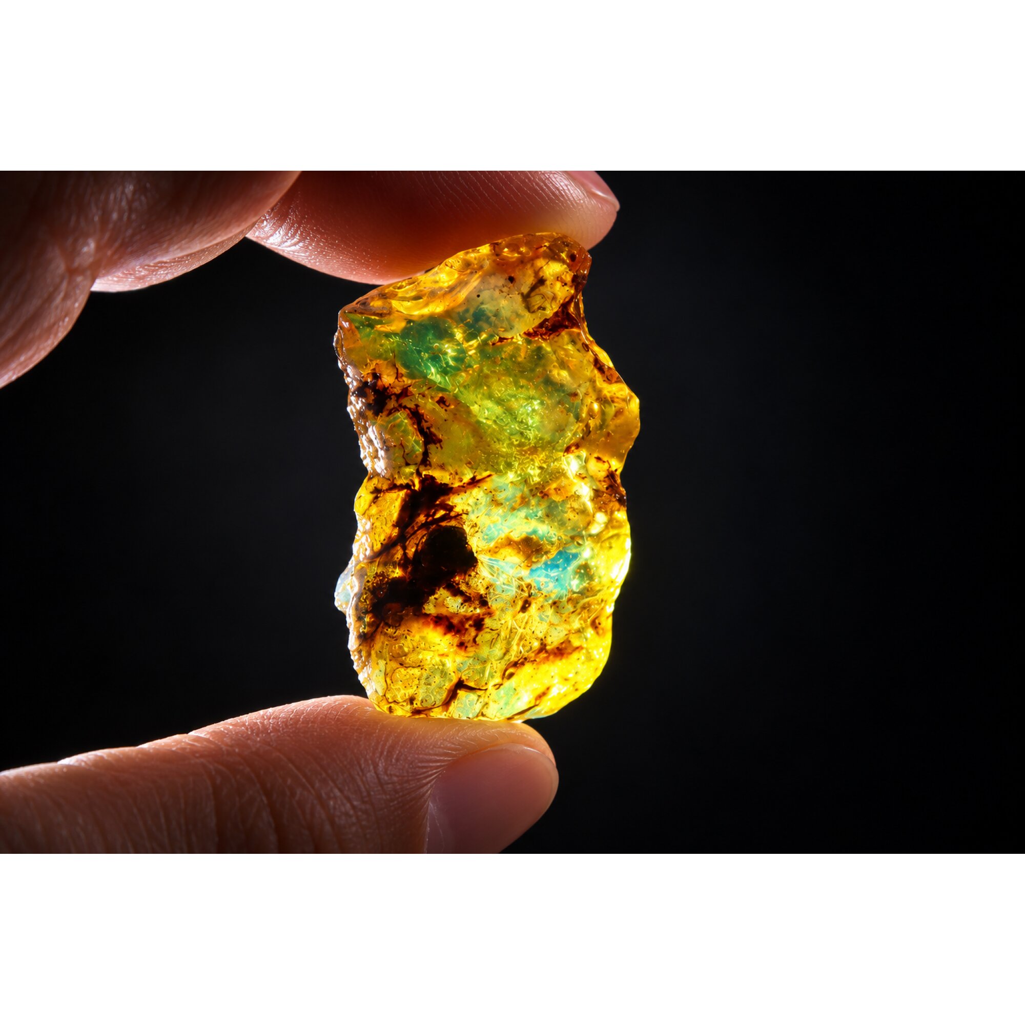 Earth mined green blue rough specimen Dominican amber 7.9g – photo 5