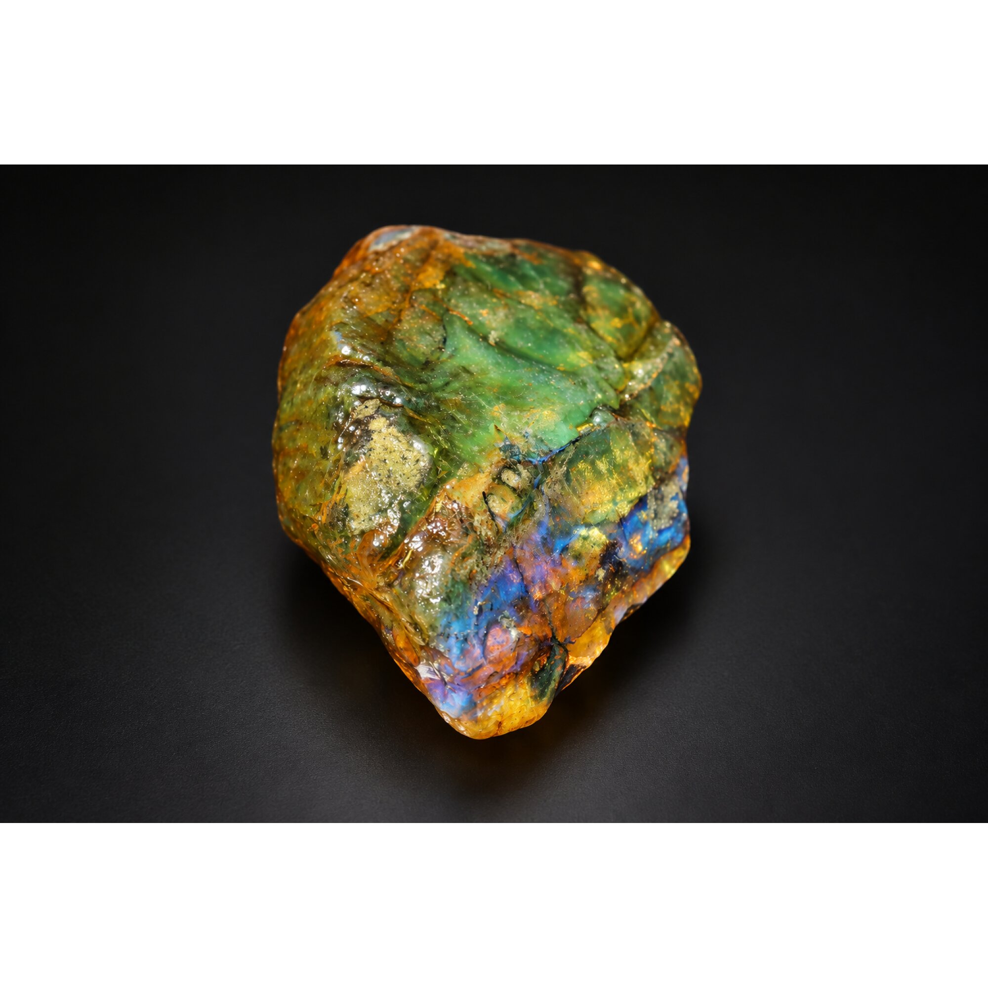 Untreated orange green rough specimen Dominican amber 45.1g – photo 9