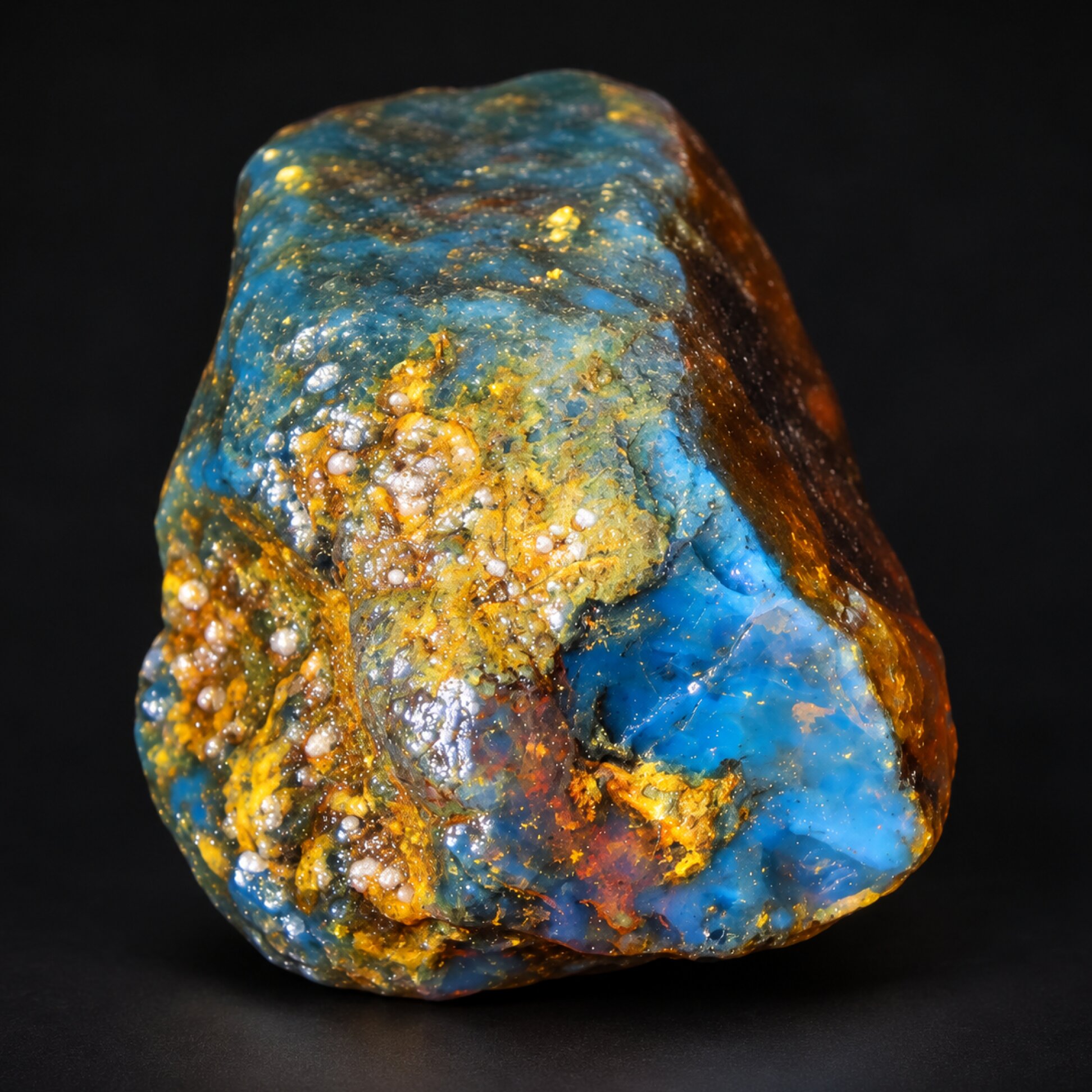 Naturally formed green blue rough specimen Dominican amber 32.8g