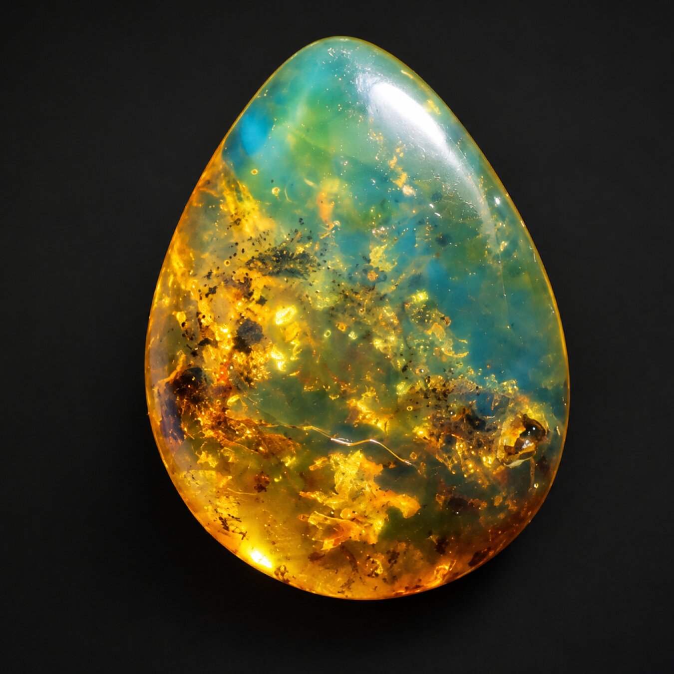 Untreated green blue polished Dominican amber 1.9g