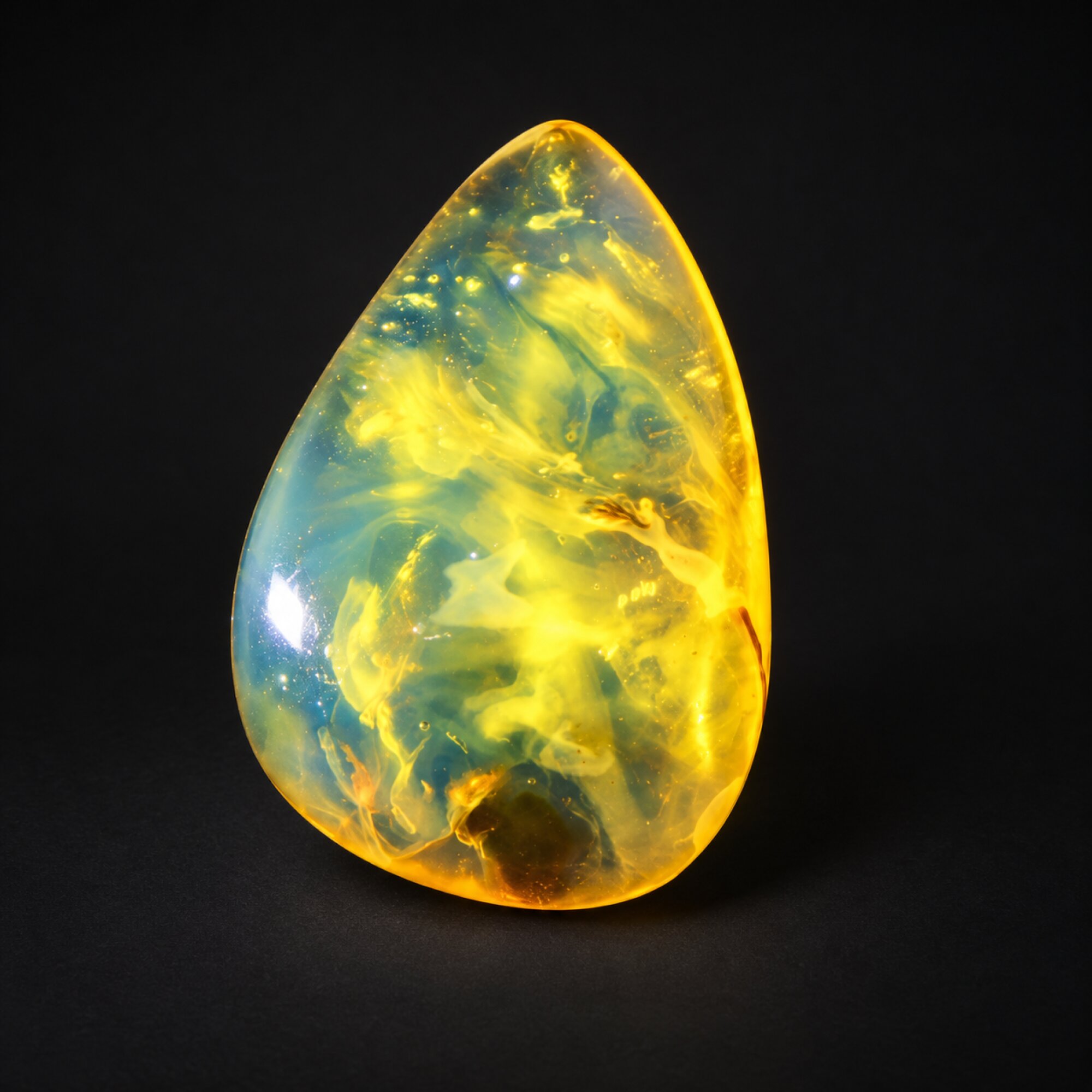 Pure natural blue yellow polished Dominican amber 1g – photo 5