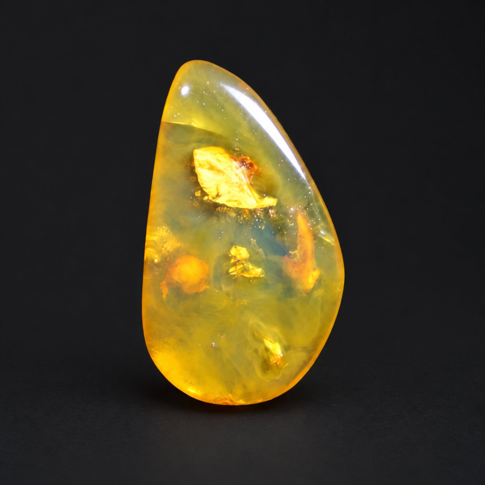Natural green yellow polished Dominican amber – photo 8