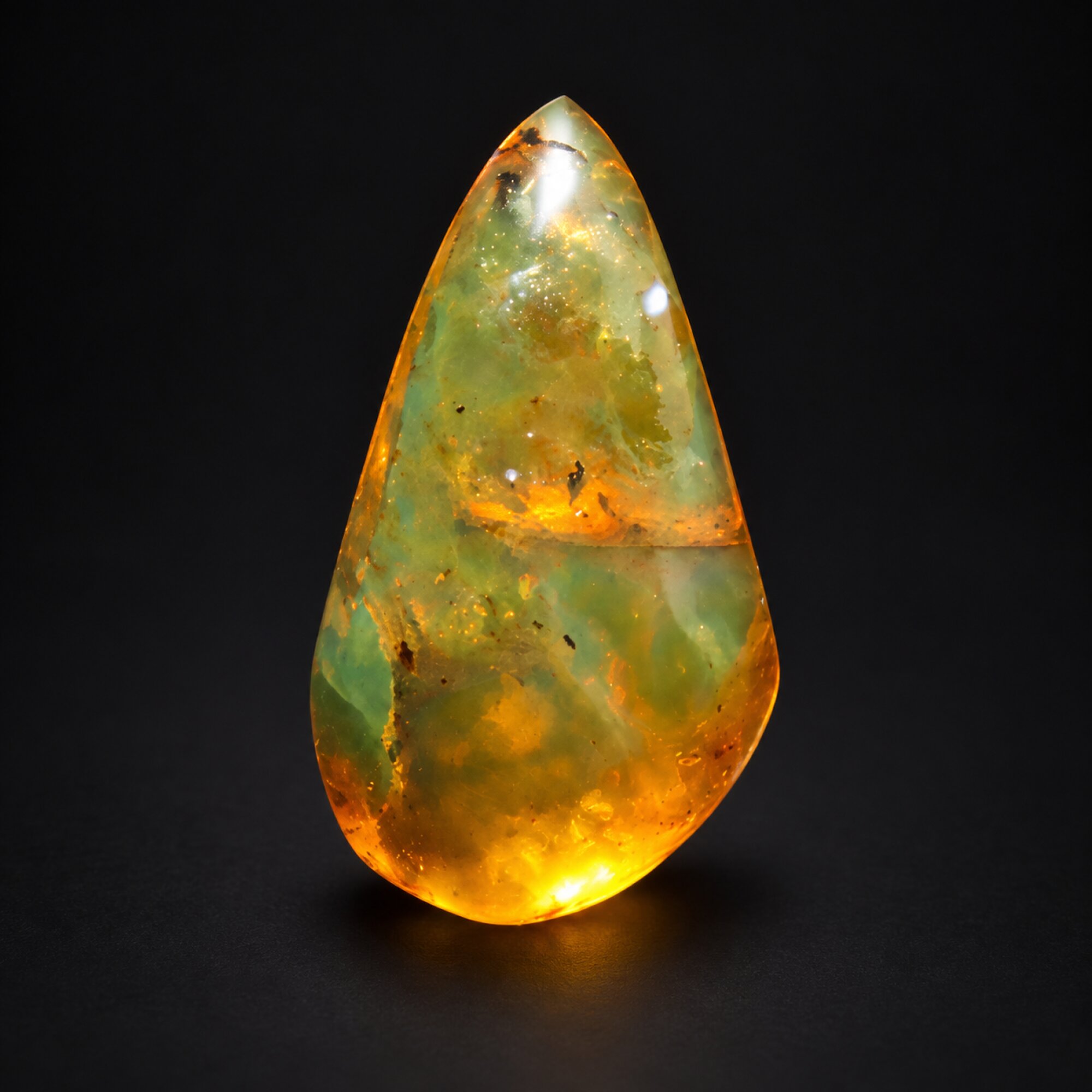 Natural orange green polished Dominican amber – photo 7