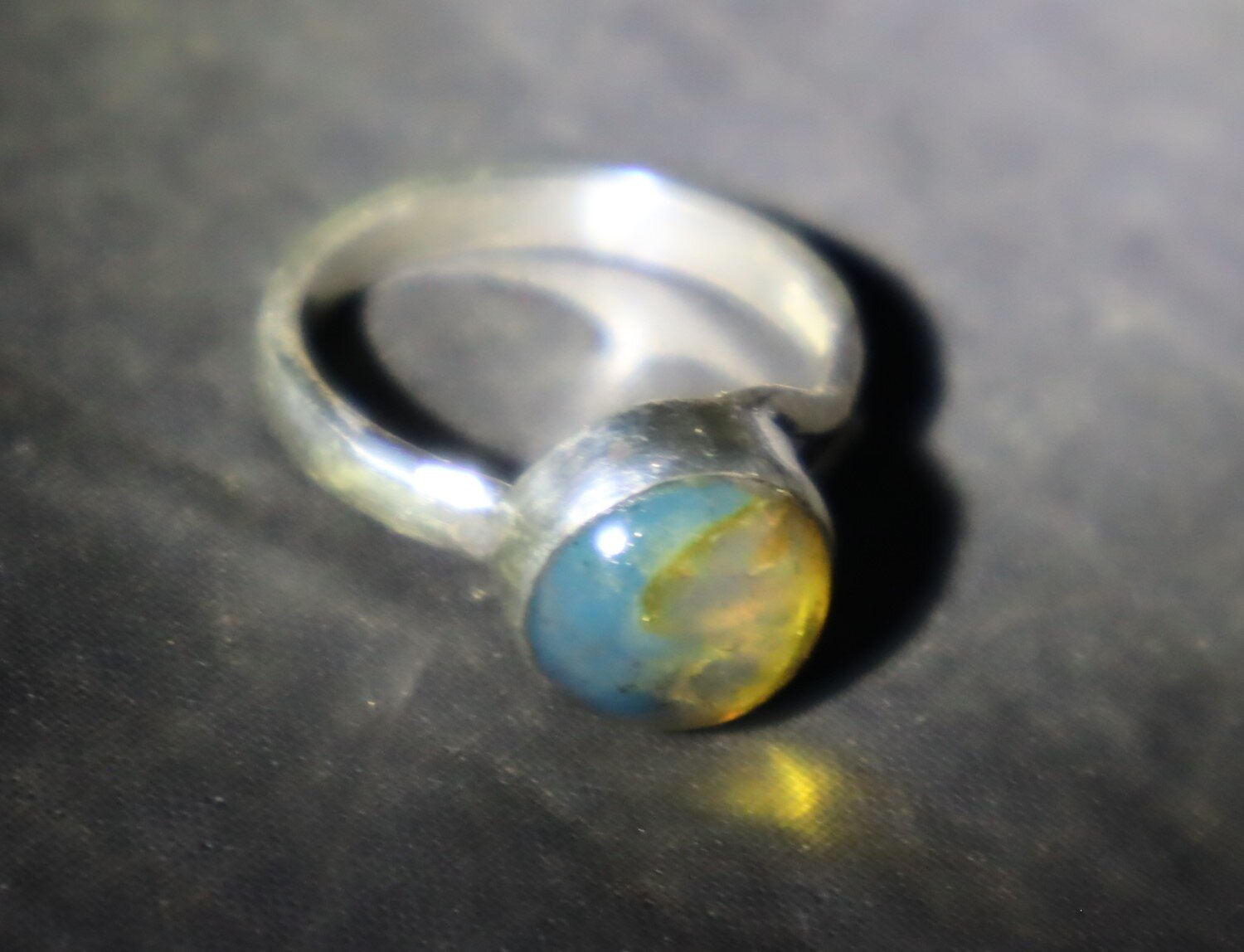 Lovely Natural Clear Sky Blue Amber .925 Sterling Silver Ring #6 free resizing – photo 5