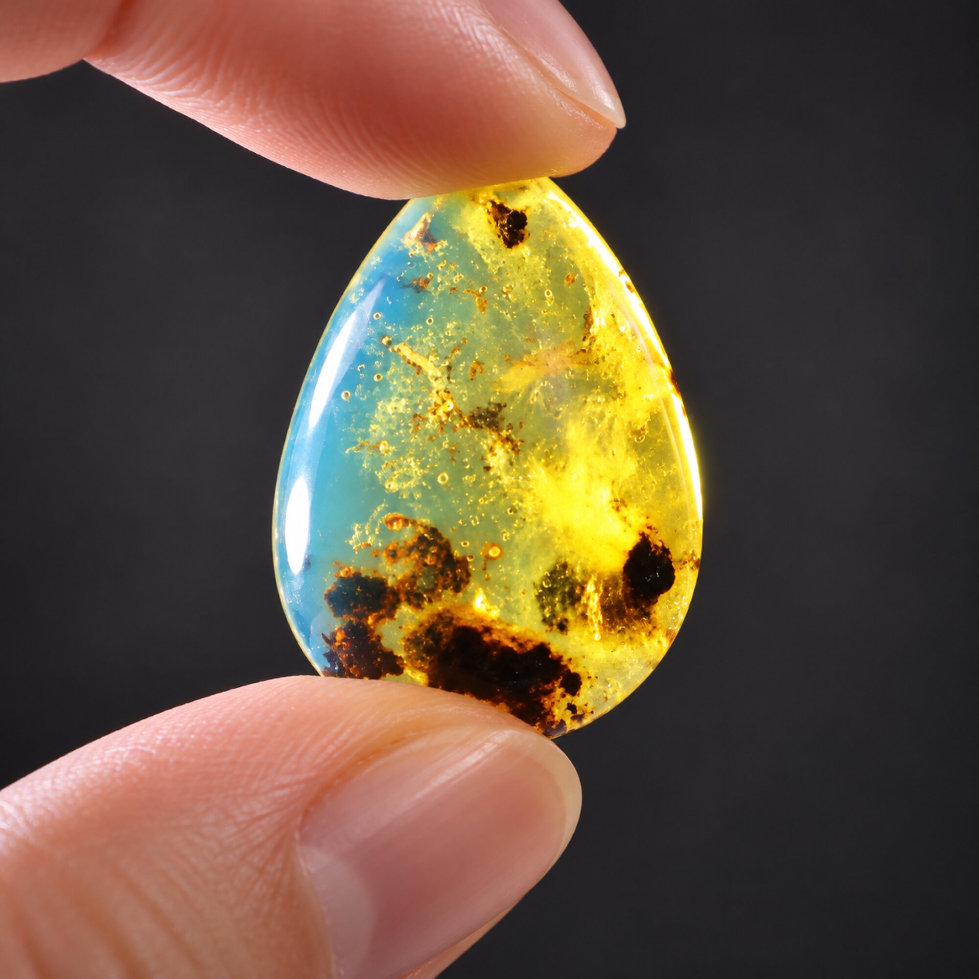 Natural orange blue polished Dominican amber – photo 6
