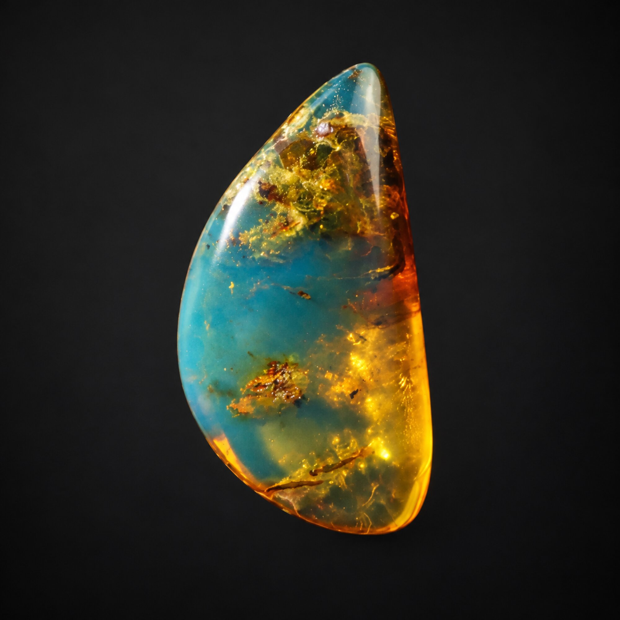 Pure natural deep blue polished Dominican amber – photo 6