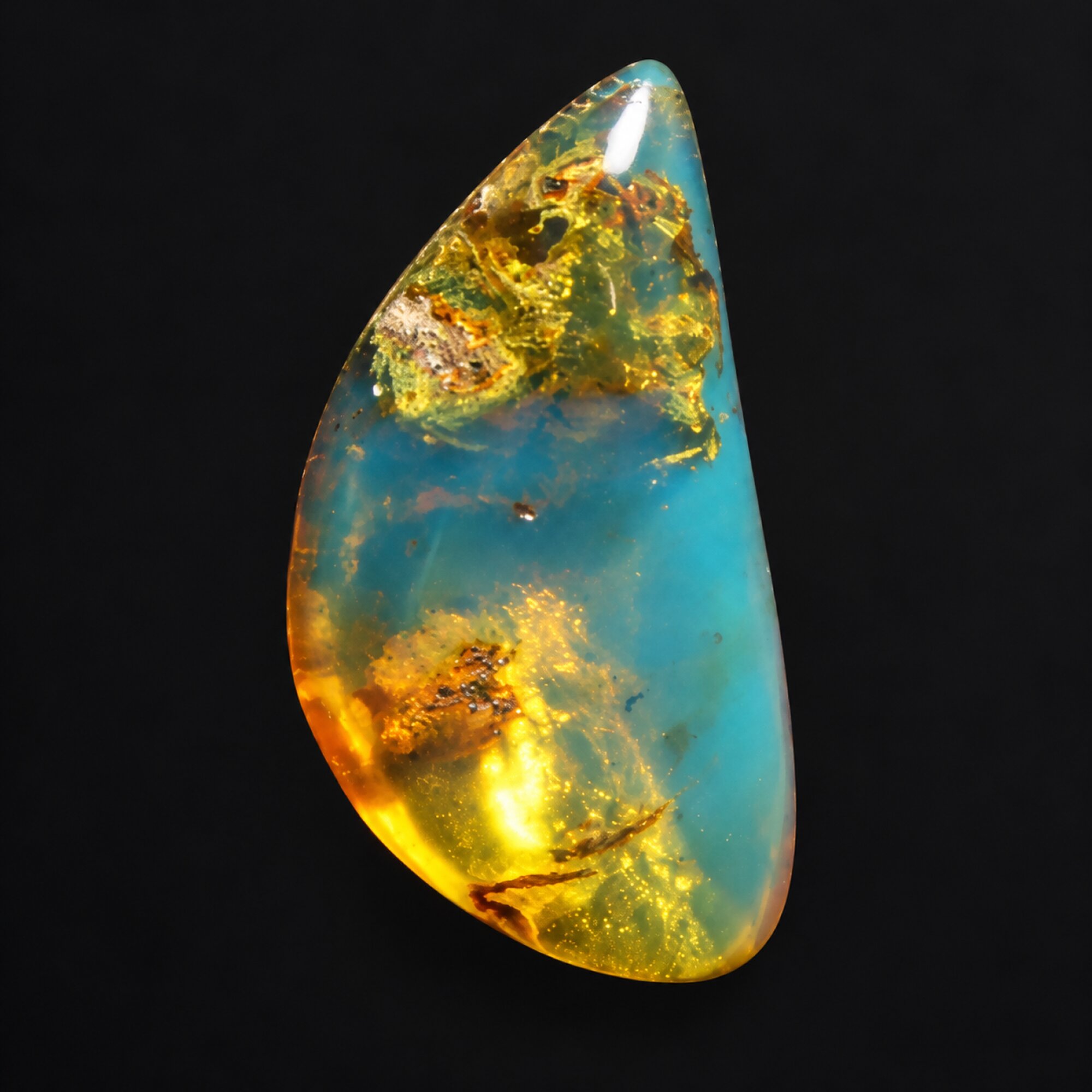 Pure natural deep blue polished Dominican amber – photo 7