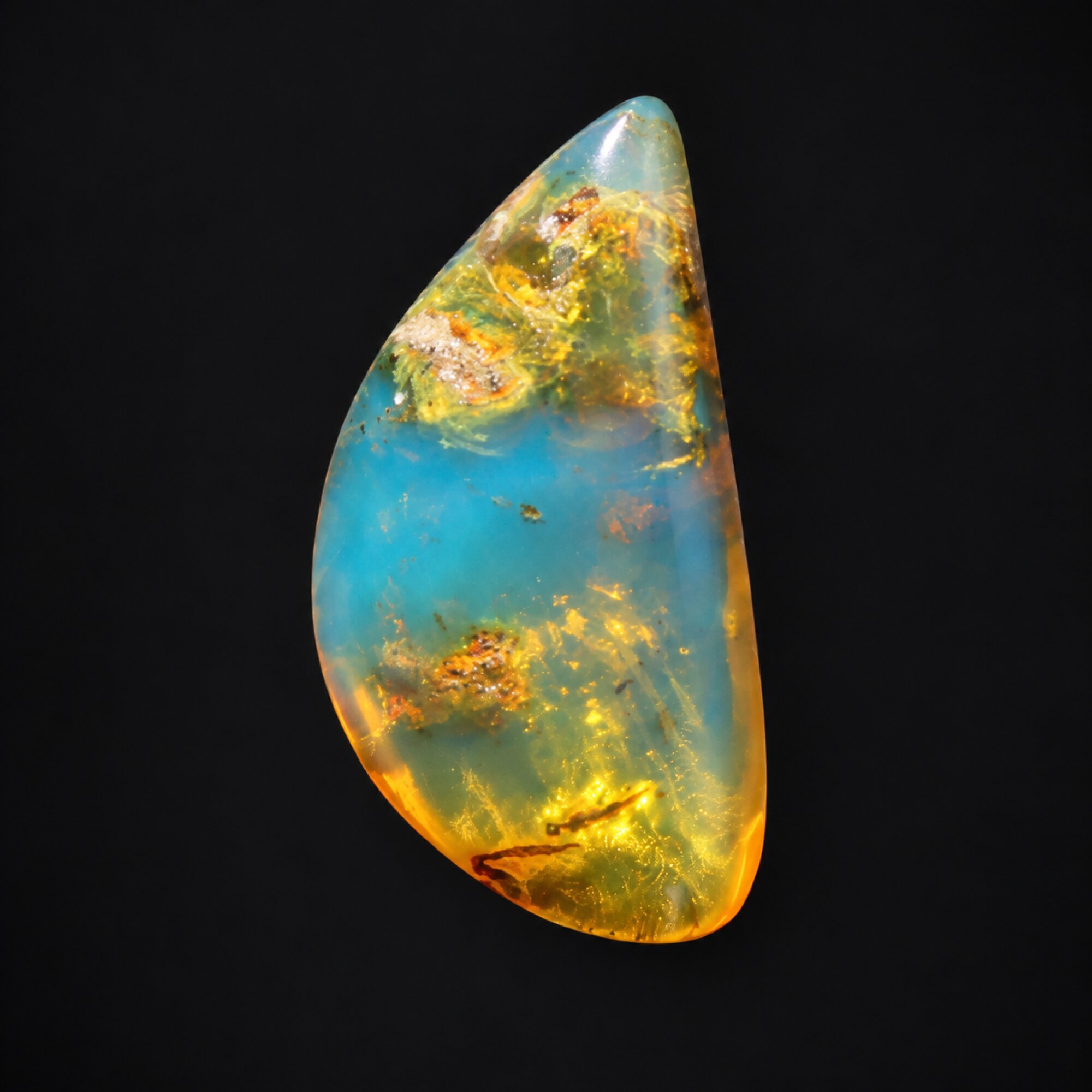 Pure natural deep blue polished Dominican amber – photo 8