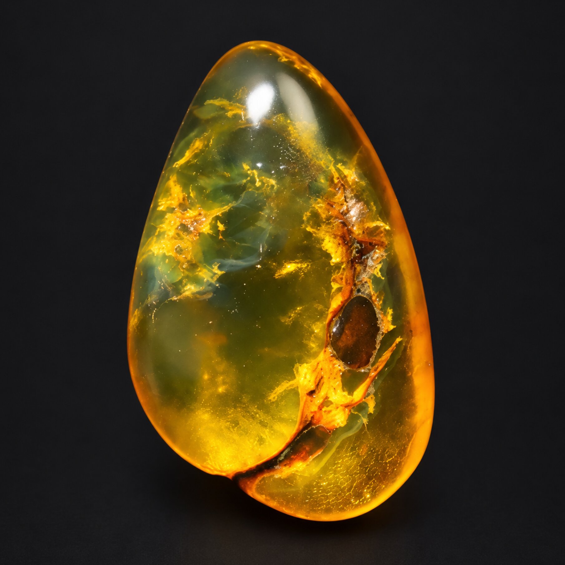 Pure natural yellow green polished Dominican amber