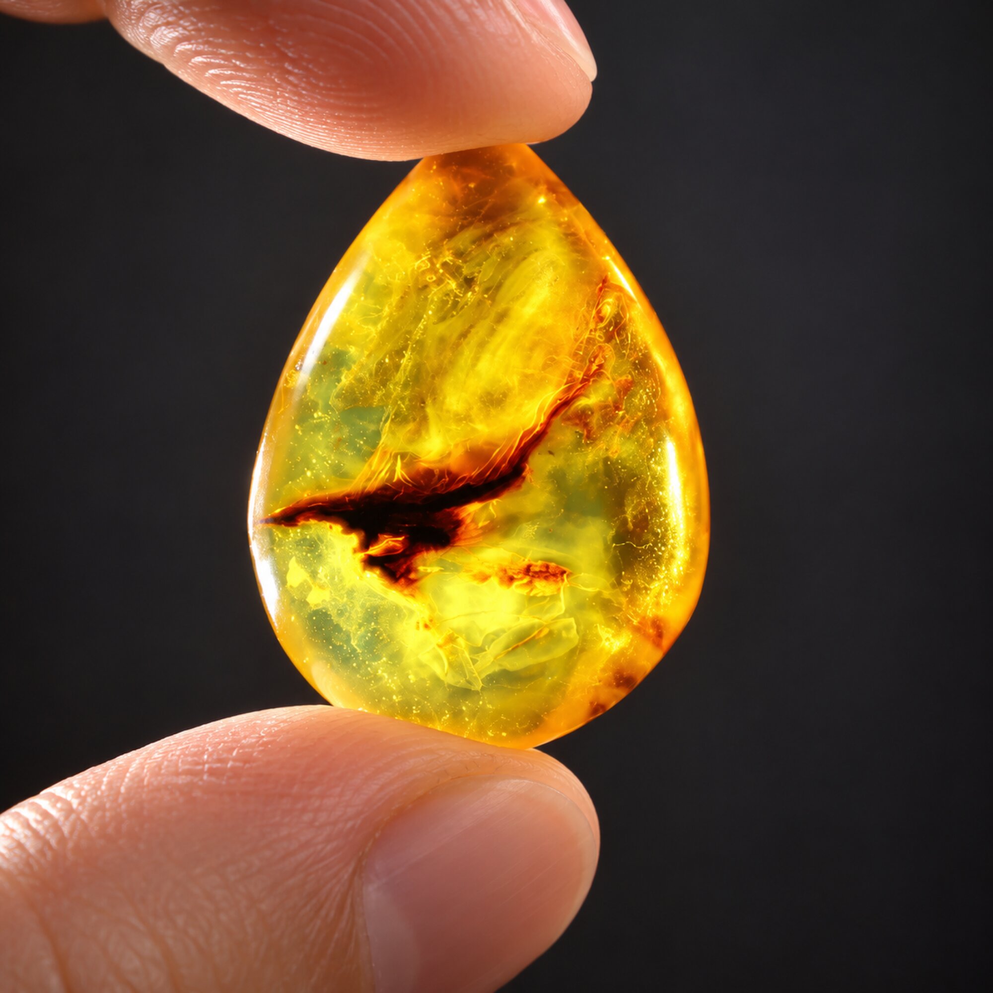 Pure natural orange green polished Dominican amber – photo 5
