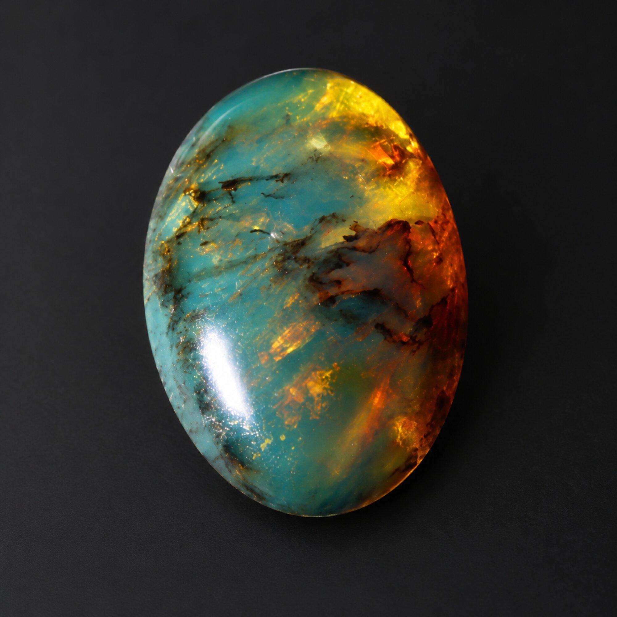 Natural deep bkue Dominican amber cabochon – photo 2