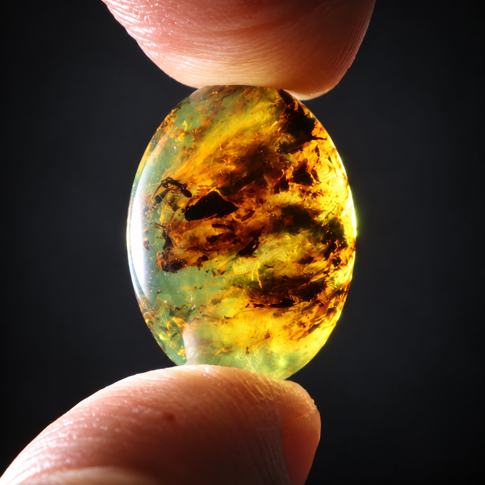 Natural deep bkue Dominican amber cabochon – photo 7