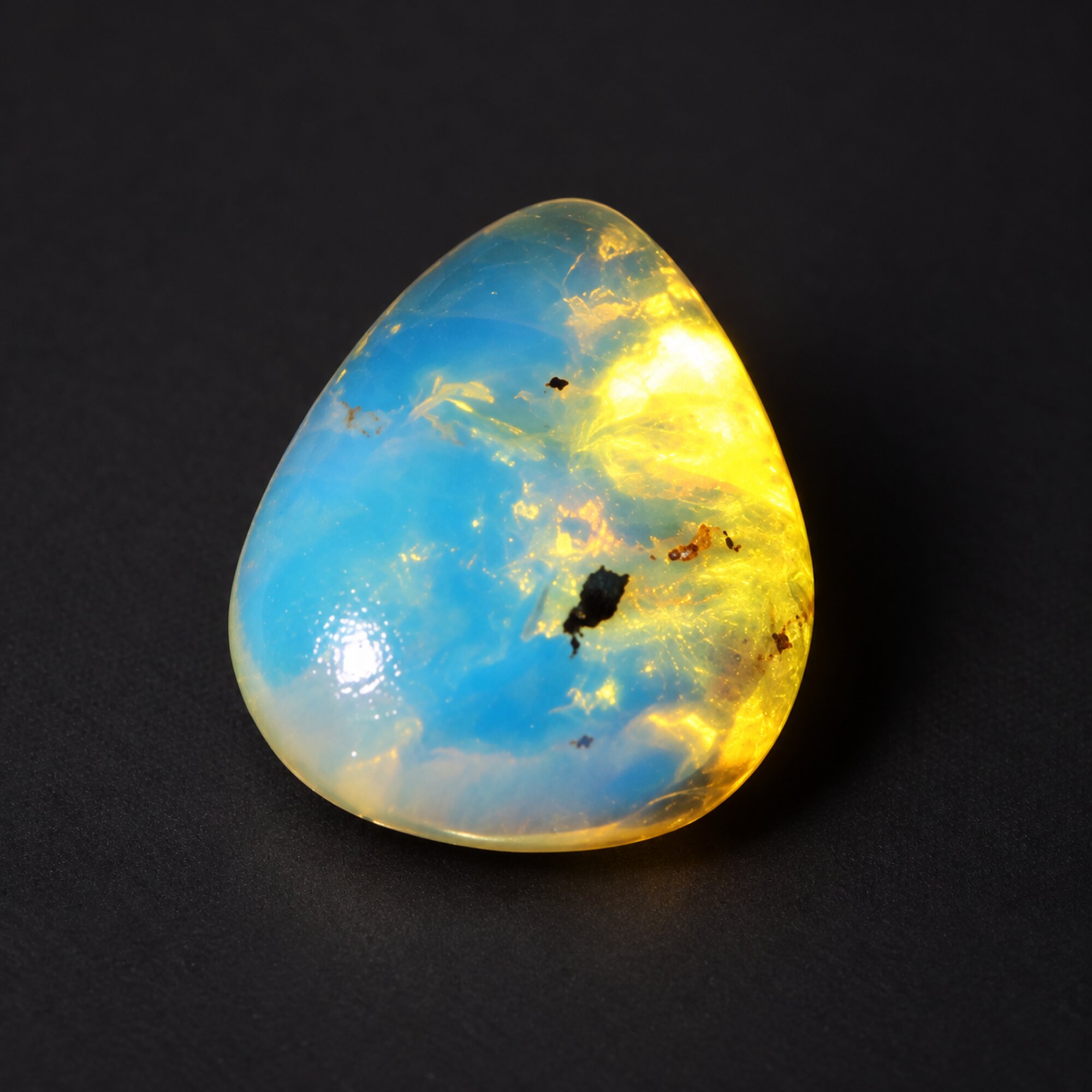 Untreated sky blue Dominican amber cabochon – photo 4