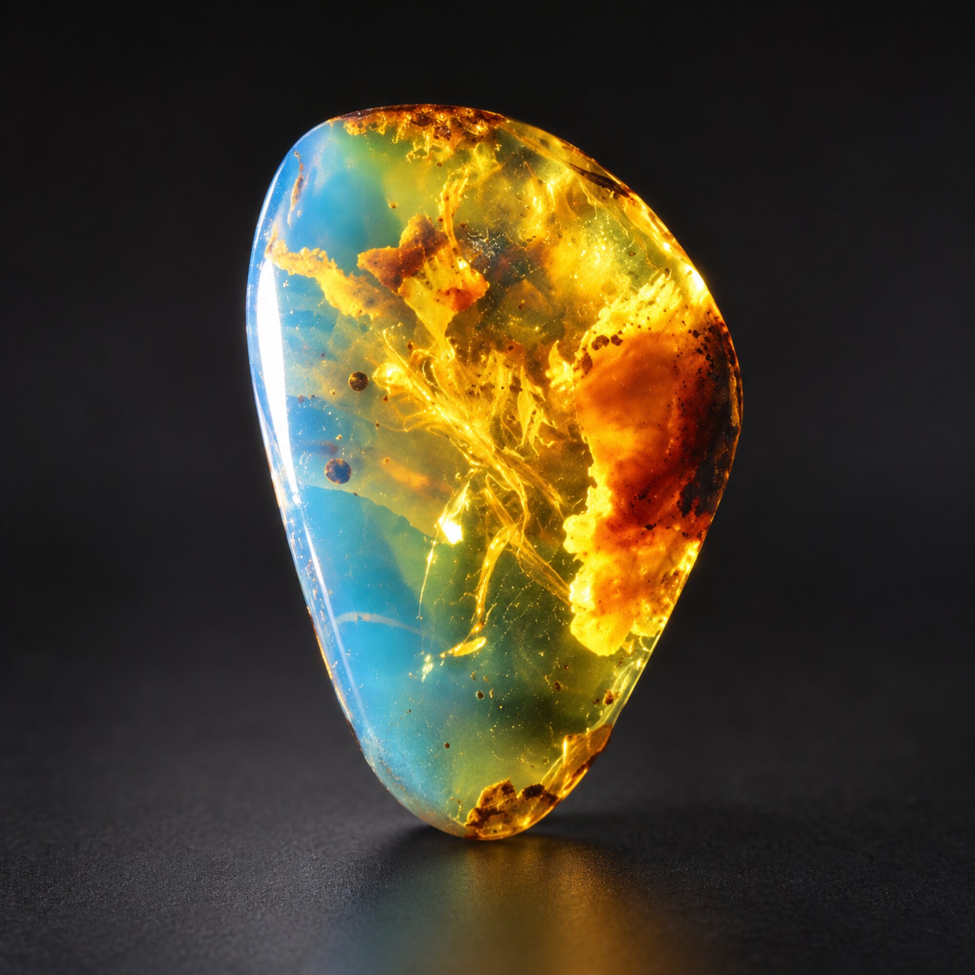 Untreated deep blue Dominican amber cabochon – photo 5