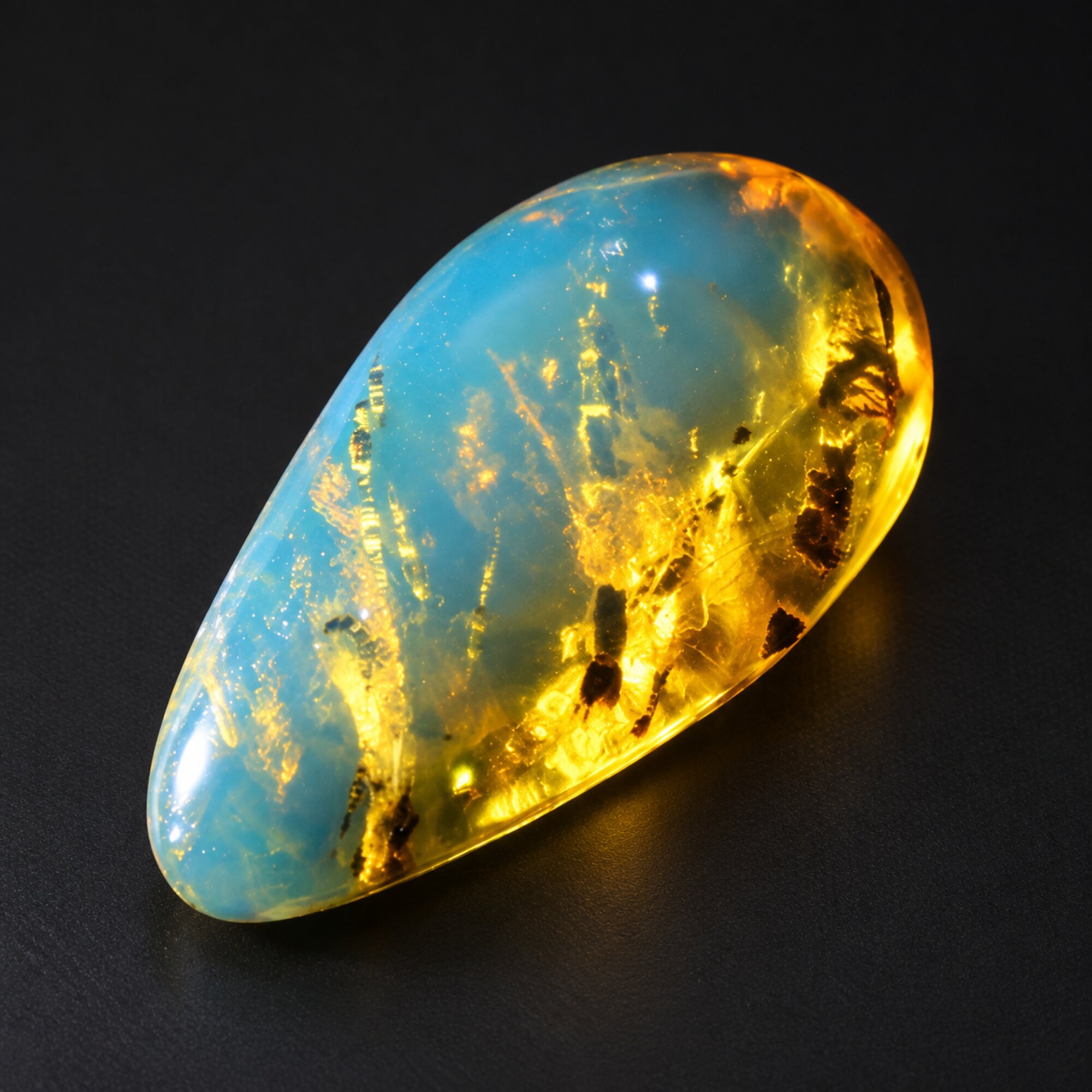 Genuine sky blue Dominican amber cabochon