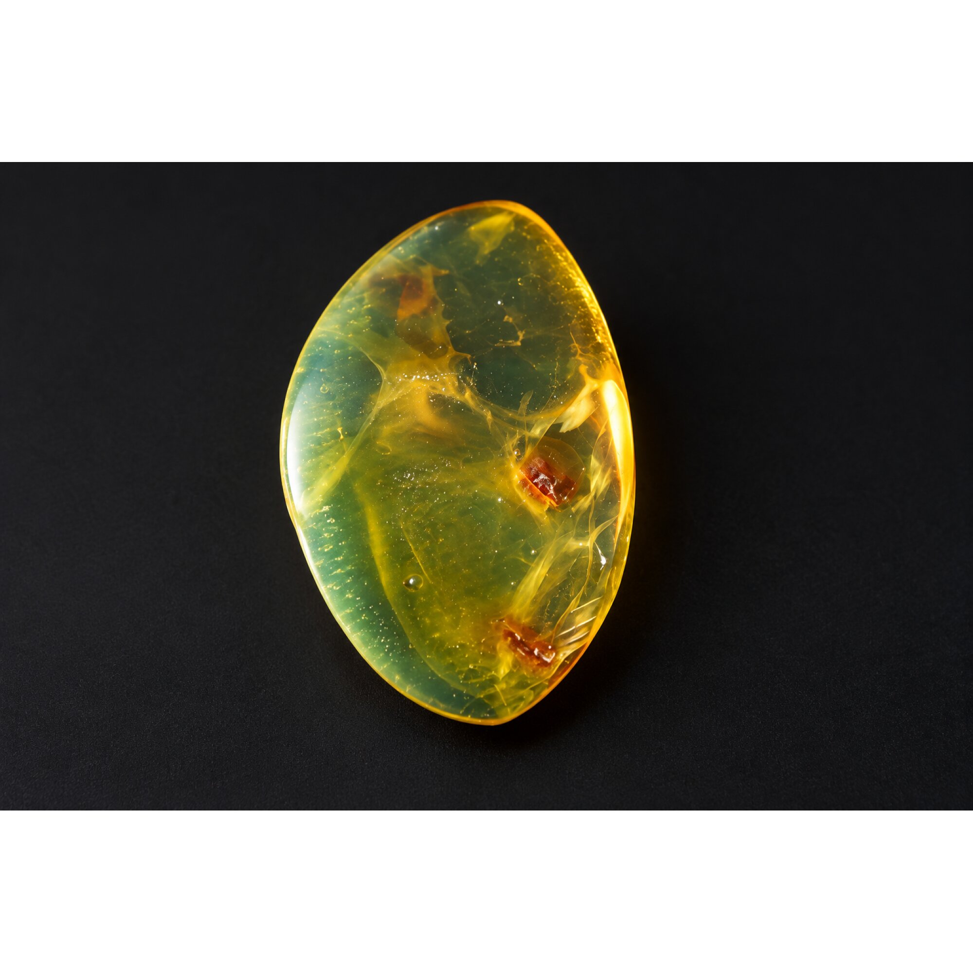 Nature created orange green Dominican amber cabochon – photo 4