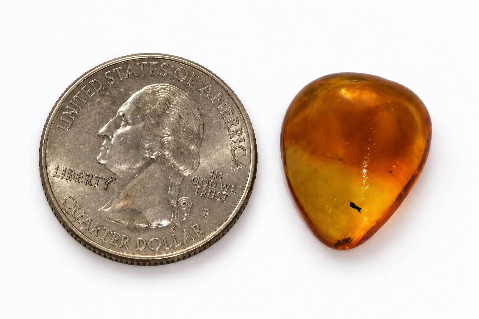 Authentic orange green Dominican amber cabochon – photo 6