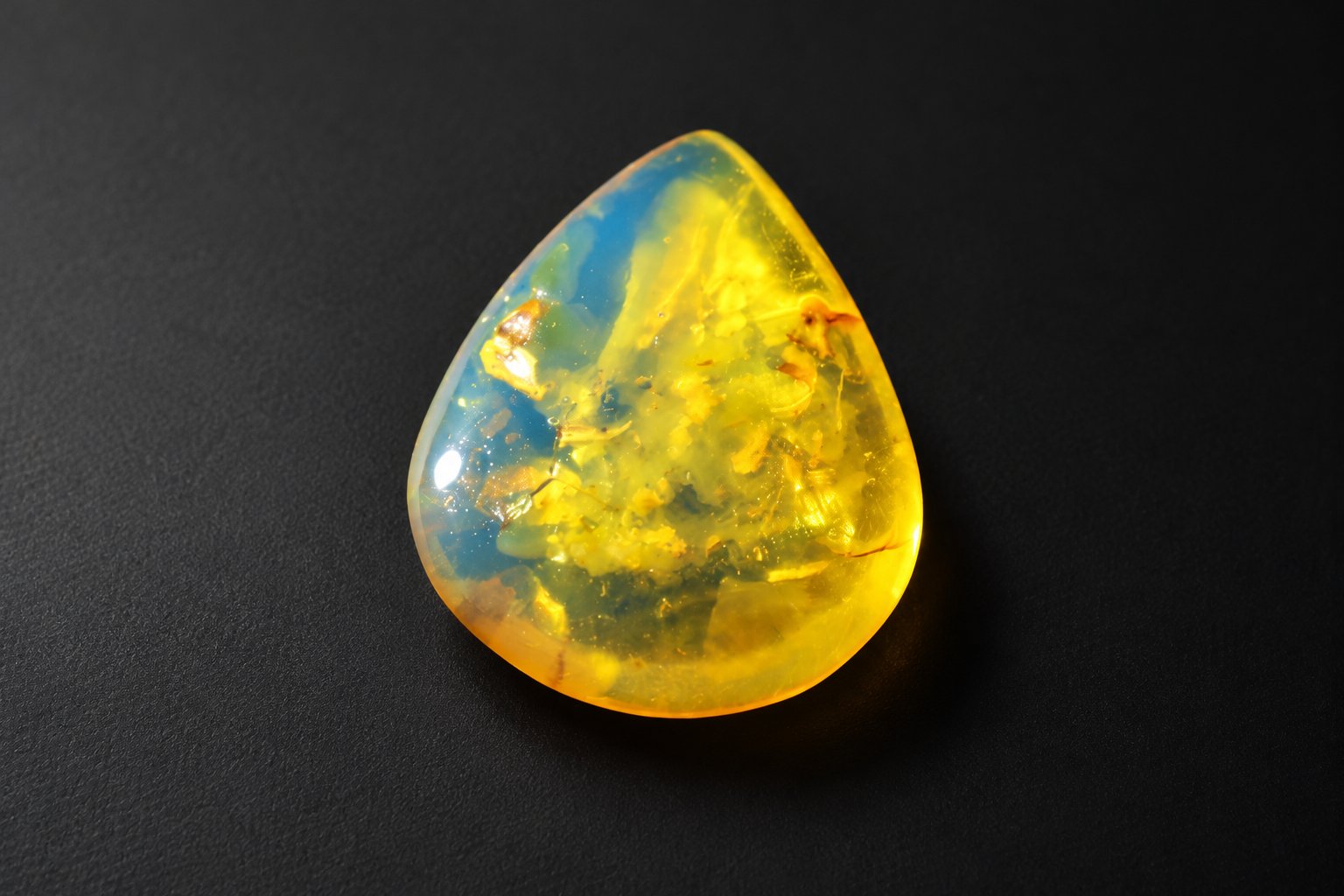 Genuine yellow blue polished Dominican amber