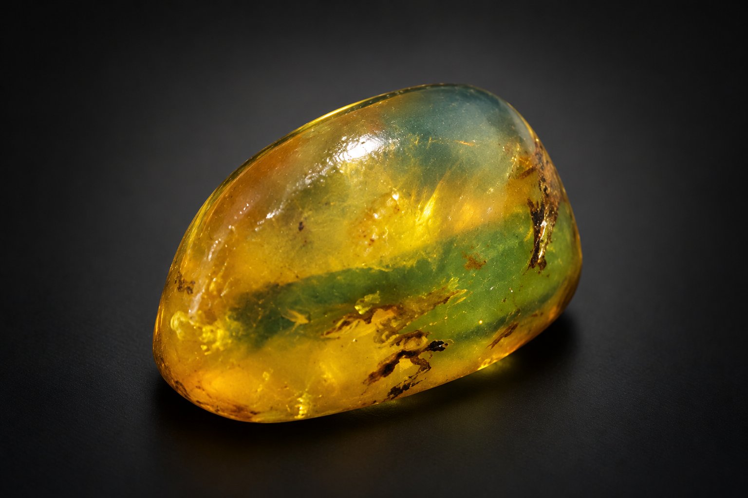 Genuine orange blue polished Dominican amber