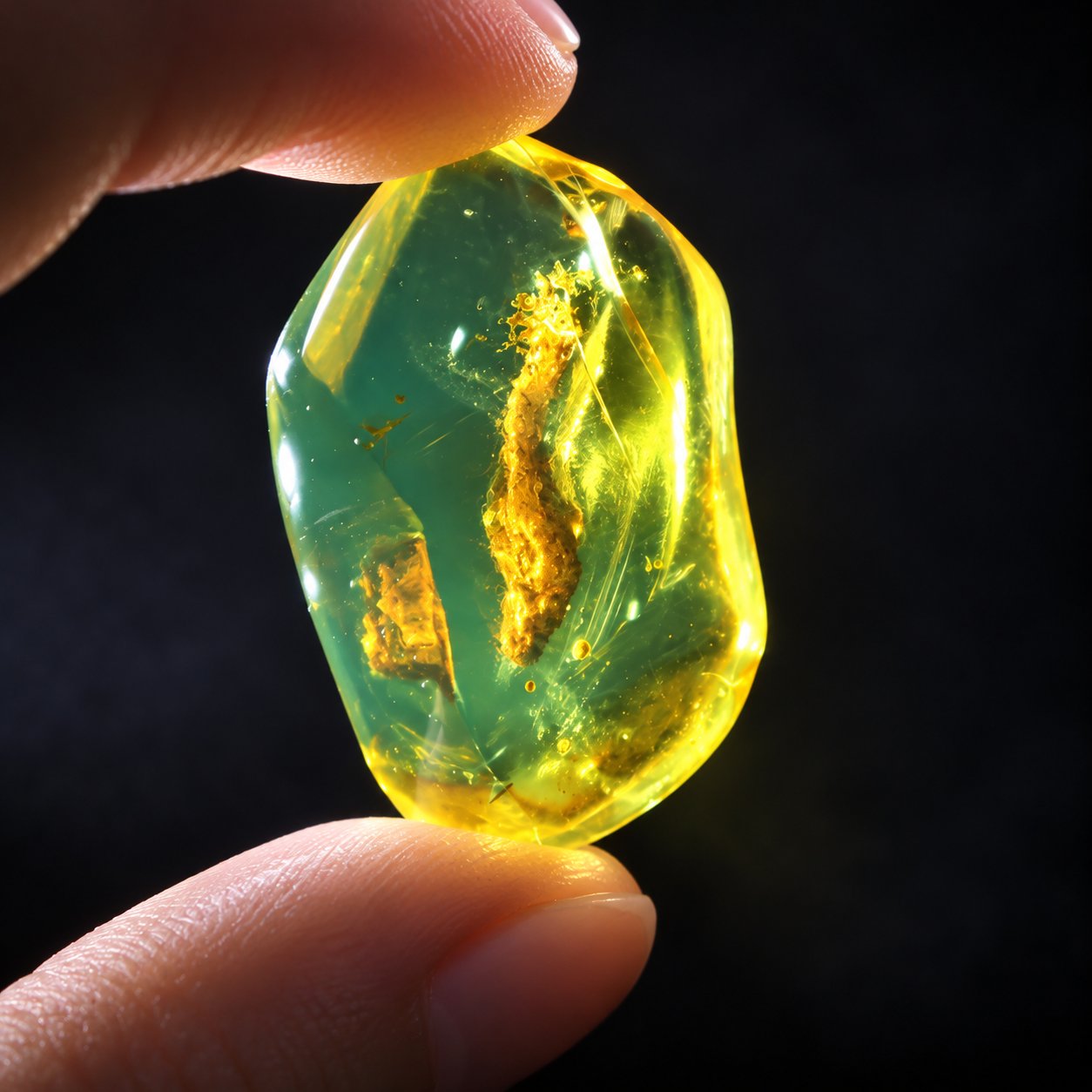 Authentic yellow green polished Dominican amber