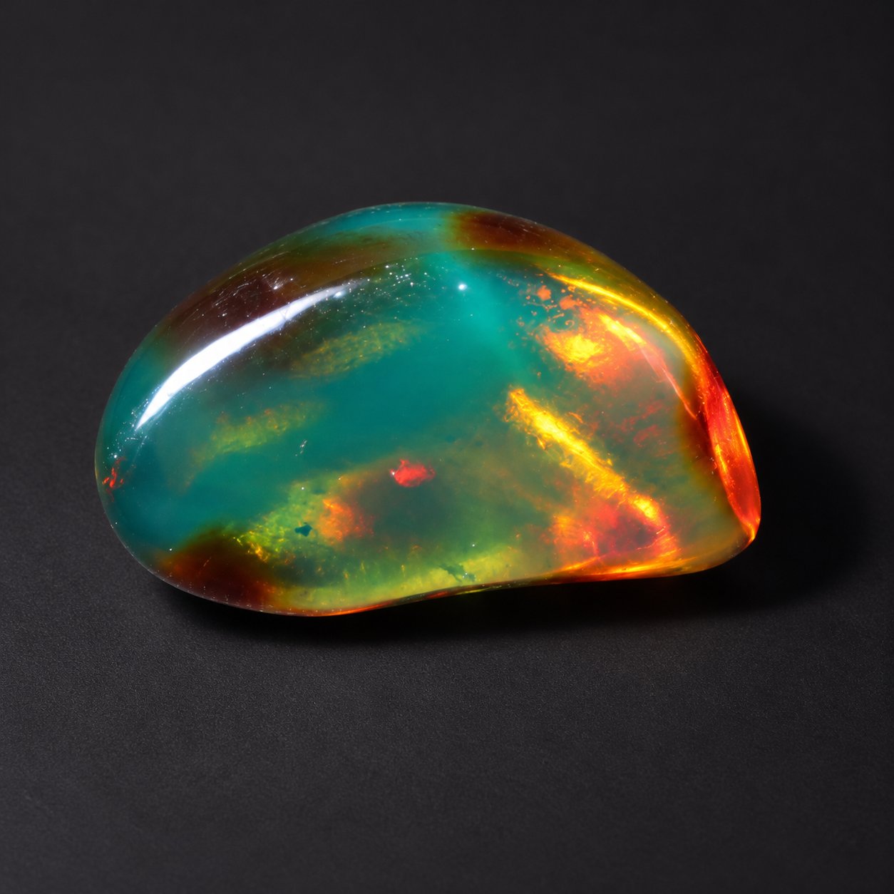 Genuine deep blue polished Dominican amber 30mm – photo 12
