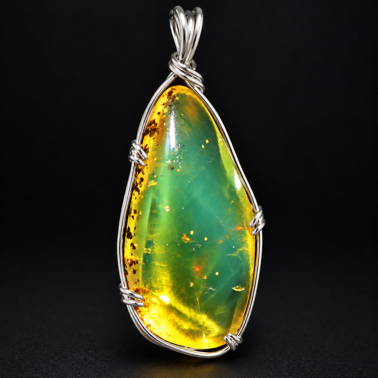 Authentic yellow green polished Dominican amber 35mm – photo 2