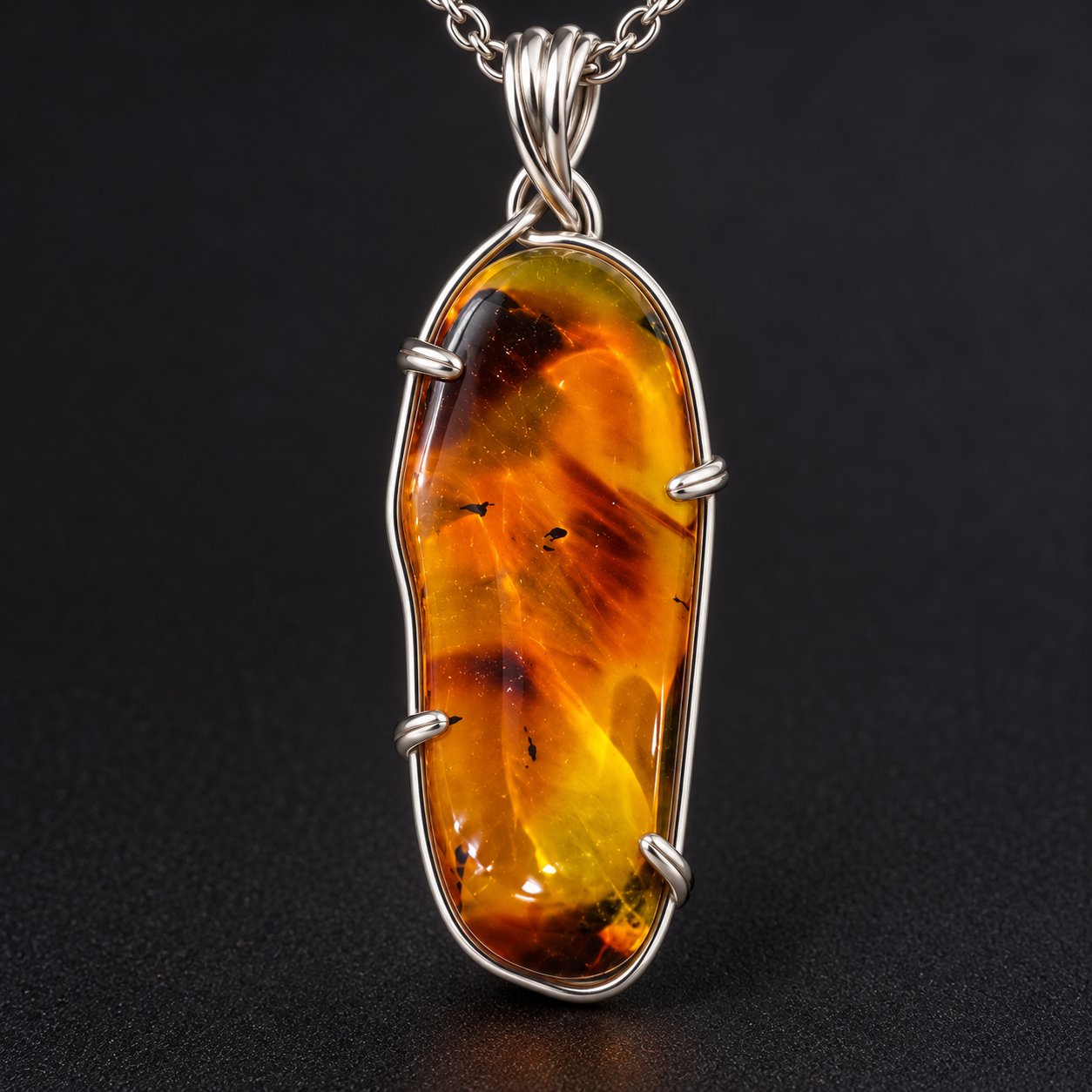 Real dark green polished Dominican amber 35mm – photo 4