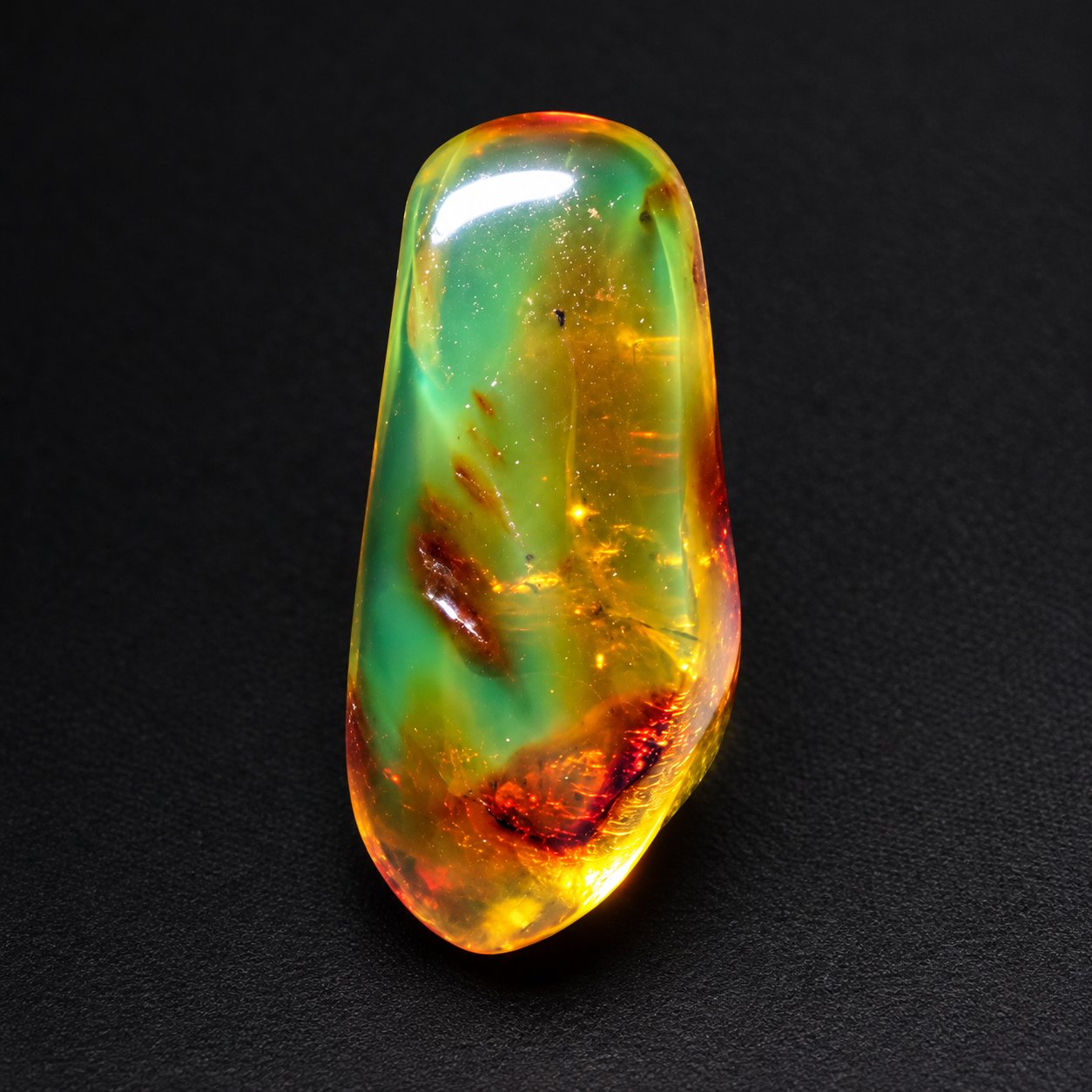 Real dark green polished Dominican amber 35mm – photo 11