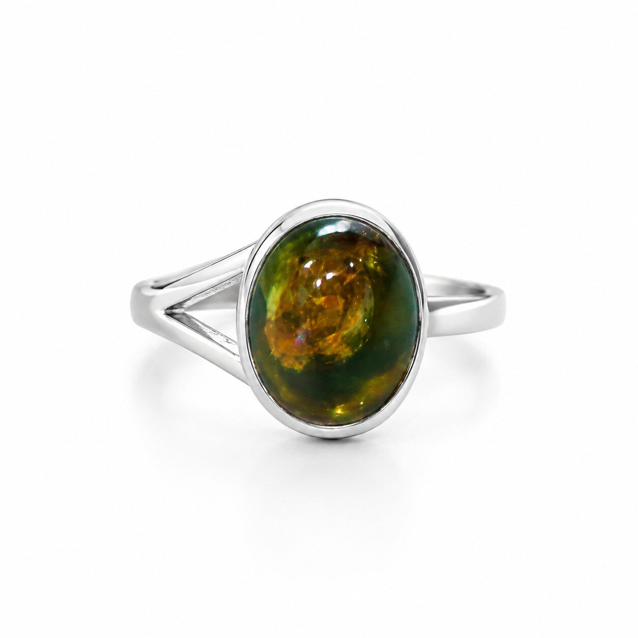Genuine Authentic Blue Green Amber 925 Sterling Silver Oval Ring US#5.75 – photo 7