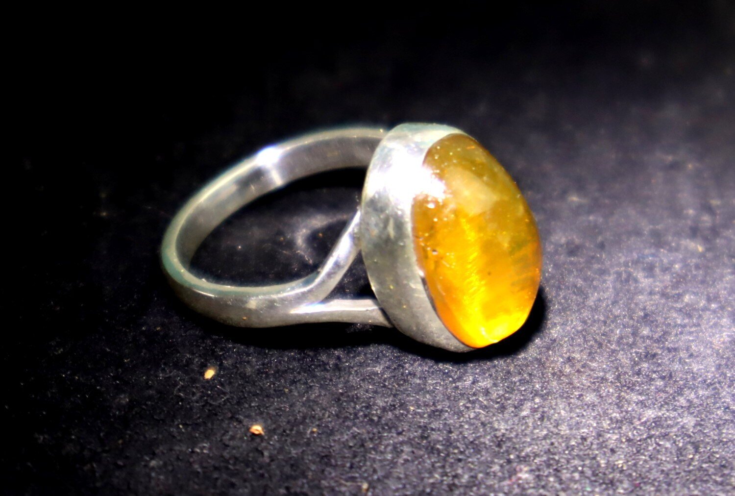 Exquisite Natural Clear Deep Yellow Amber .925 Sterling Silver Ring #5.5 – photo 4