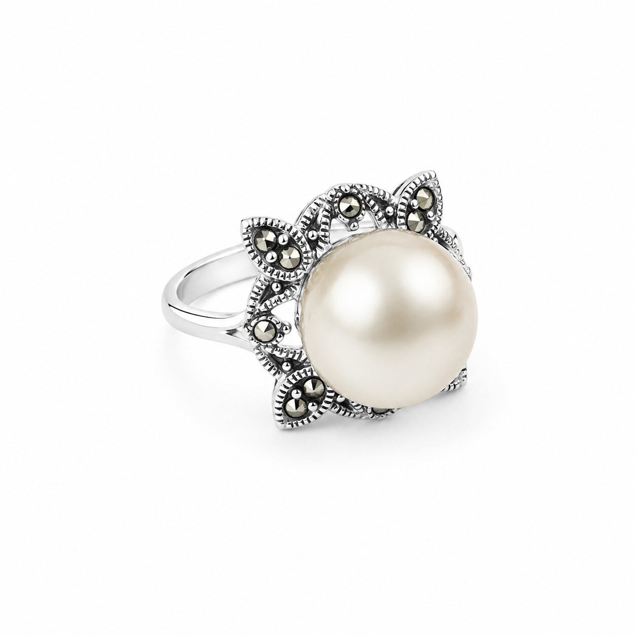 Premium Elegant White Pearl 925 Sterling Silver Round Ring US#6 – photo 3