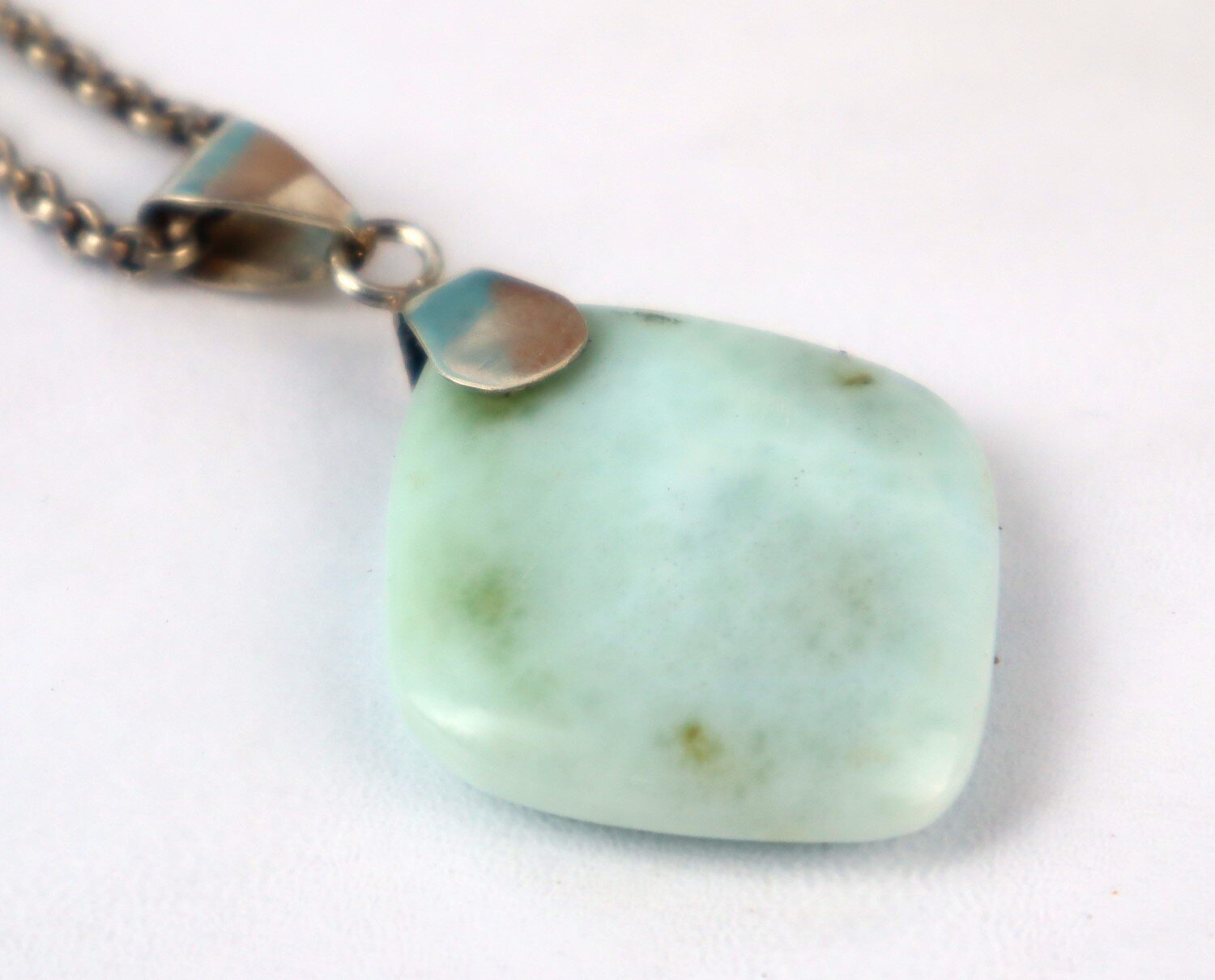 Charming Design Natural Light Blue Larimar .925 Sterling Silver Pendant 47mm – photo 5