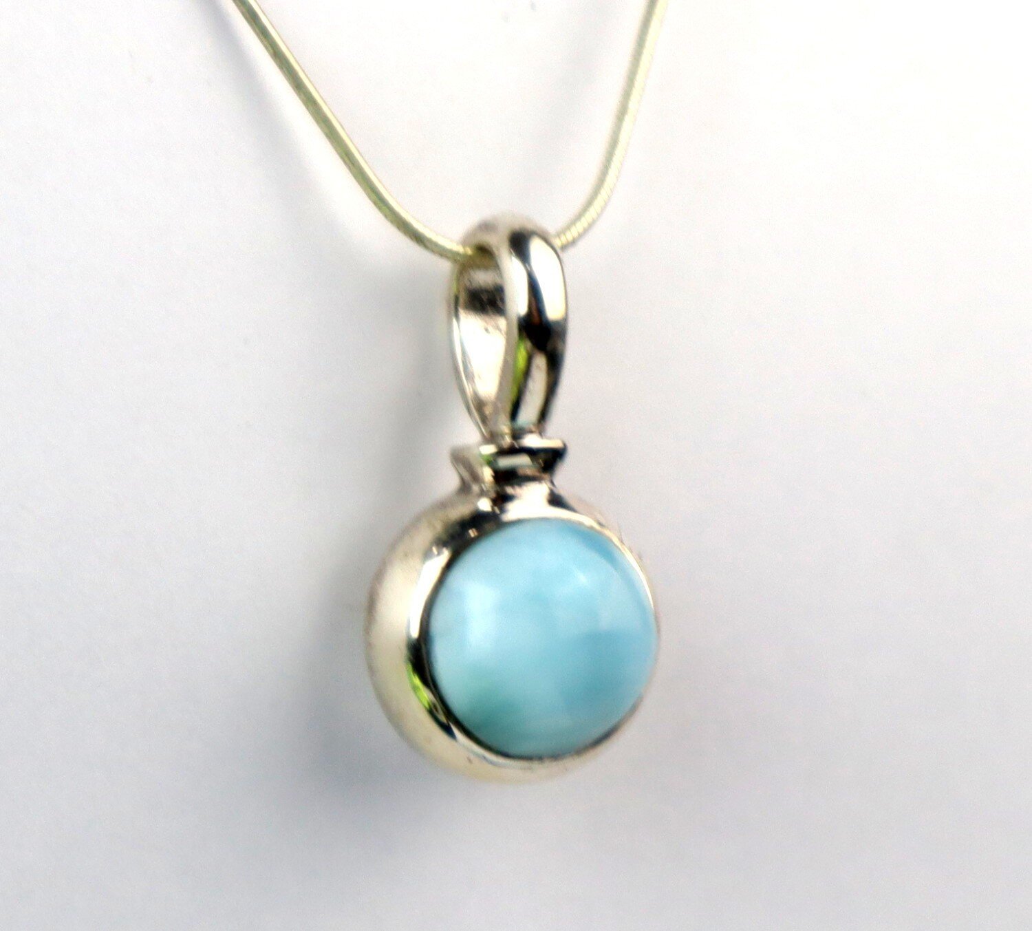 Finest Natural Sky Blue Larimar .925 Sterling Silver Necklace Chain 16inch – photo 5